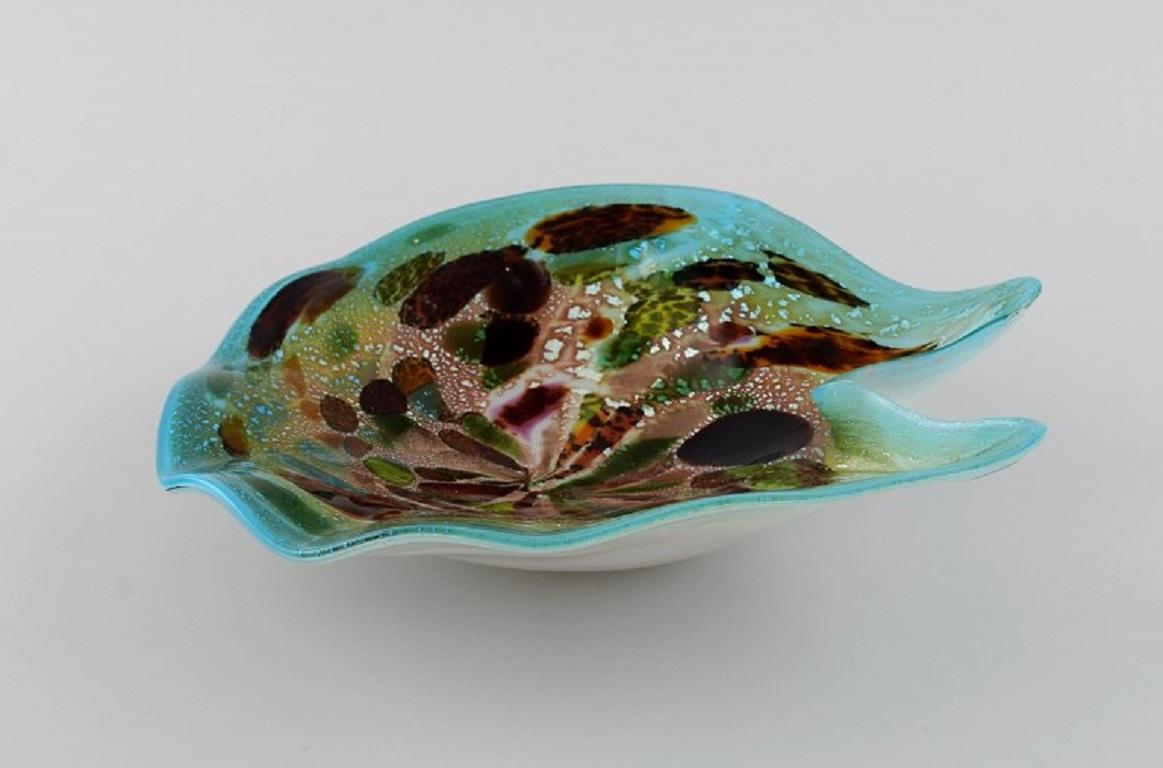 Italian Organically Shaped Murano Bowl in Polychrome Mouth Blown Art Glass For Sale