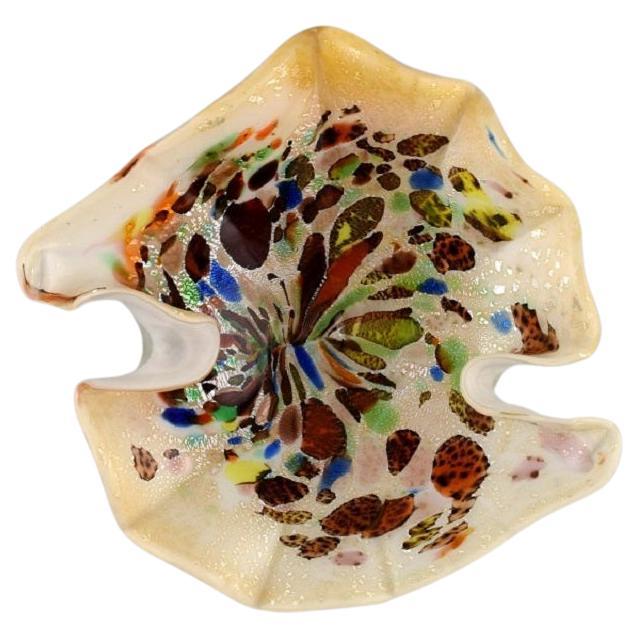 Organically Shaped Murano Bowl in Polychrome Mouth Blown Art Glass For Sale