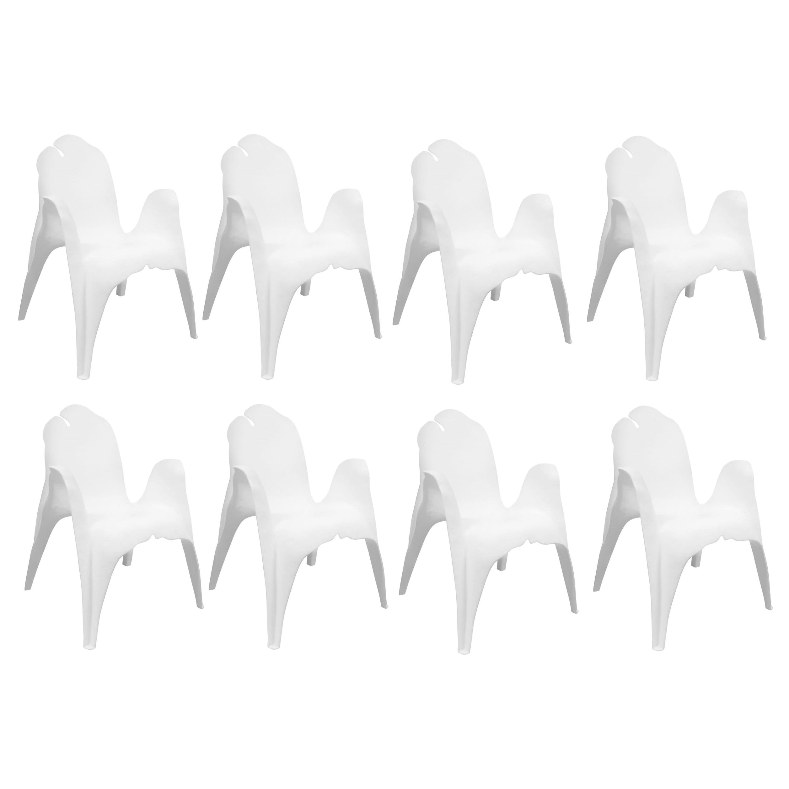 Organically Shaped Outdoor Dining Chairs in Matte White