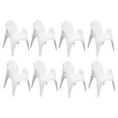 Organically Shaped Outdoor Dining Chairs in Matte White