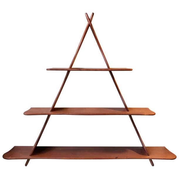 Triangular Storage Unit Organically Shaped Teak Shelf from the School of Peder Moos For Sale at ...