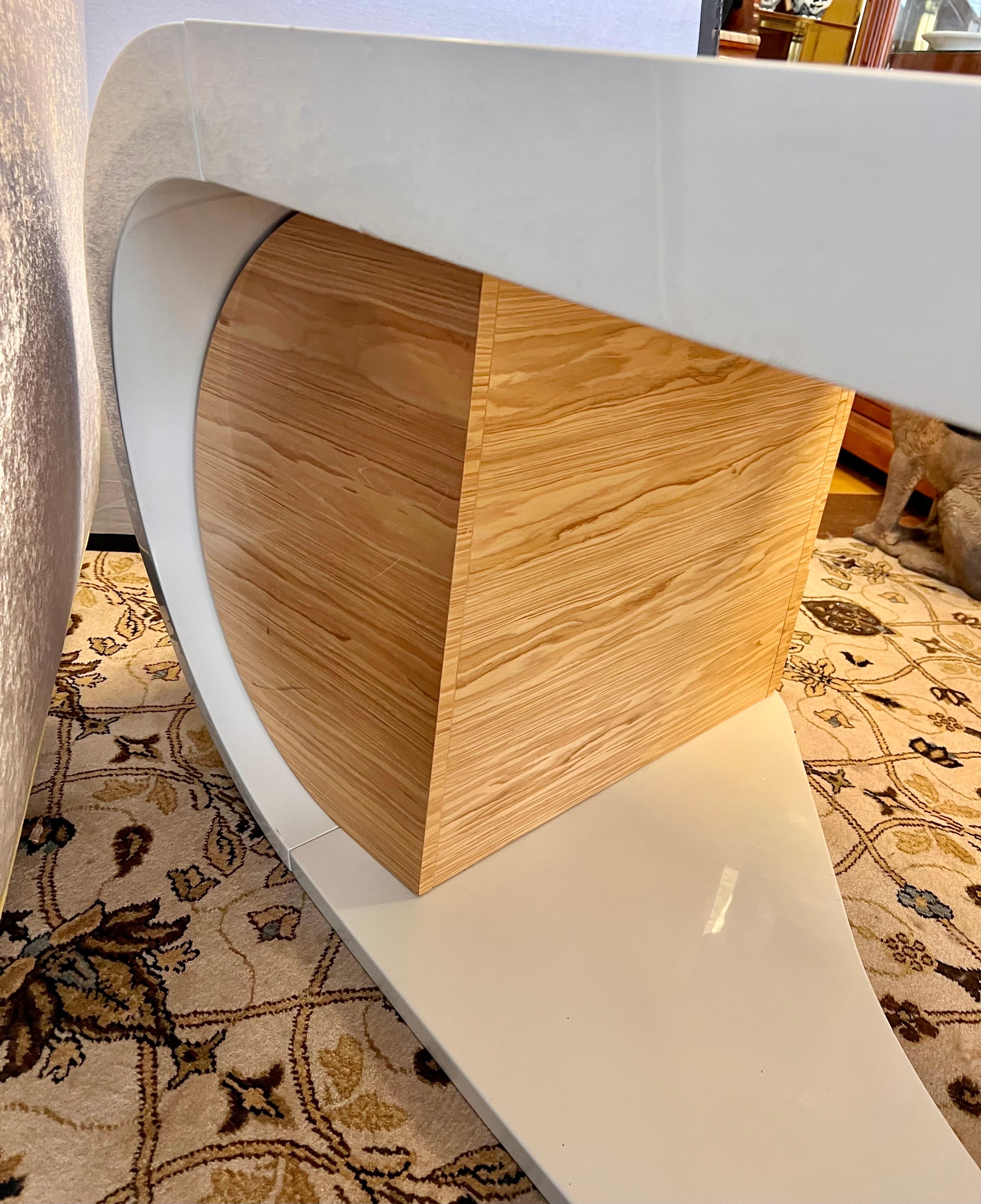 Organically Shaped White Lacquered Sculptural Babini Goggle Desk Table M/I Italy 3