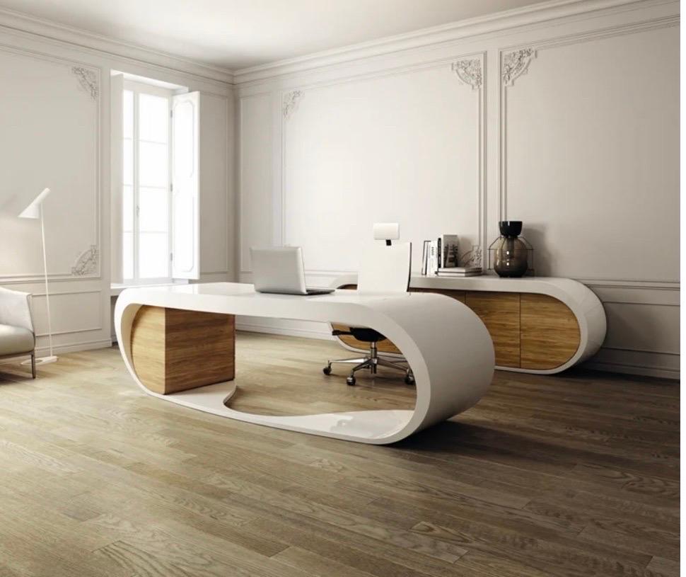 Organically Shaped White Lacquered Sculptural Babini Goggle Desk Table M/I Italy 5