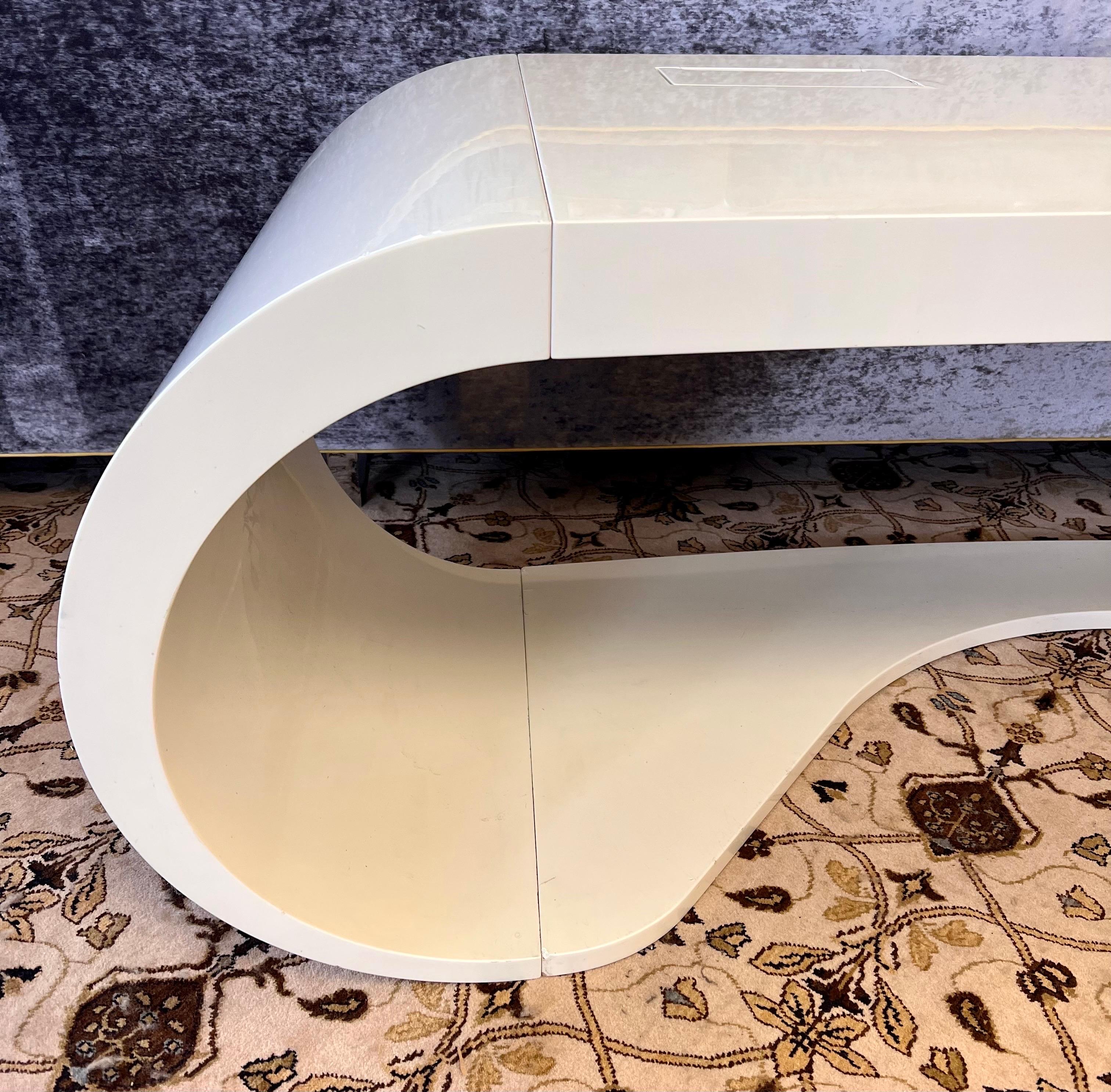 Contemporary Organically Shaped White Lacquered Sculptural Babini Goggle Desk Table M/I Italy