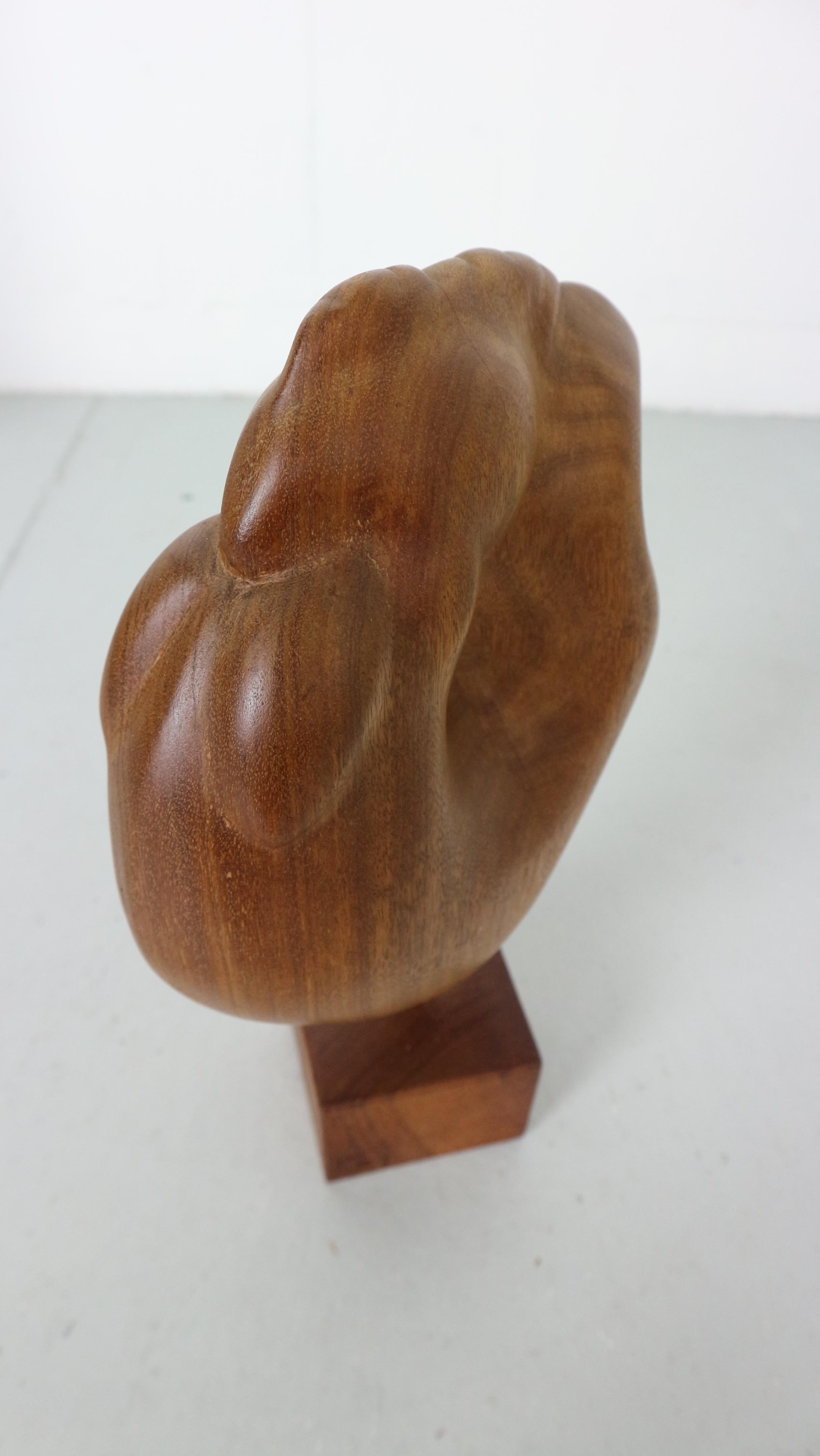organically shaped wood sculpture 1950s Netherlands, Rooster 5