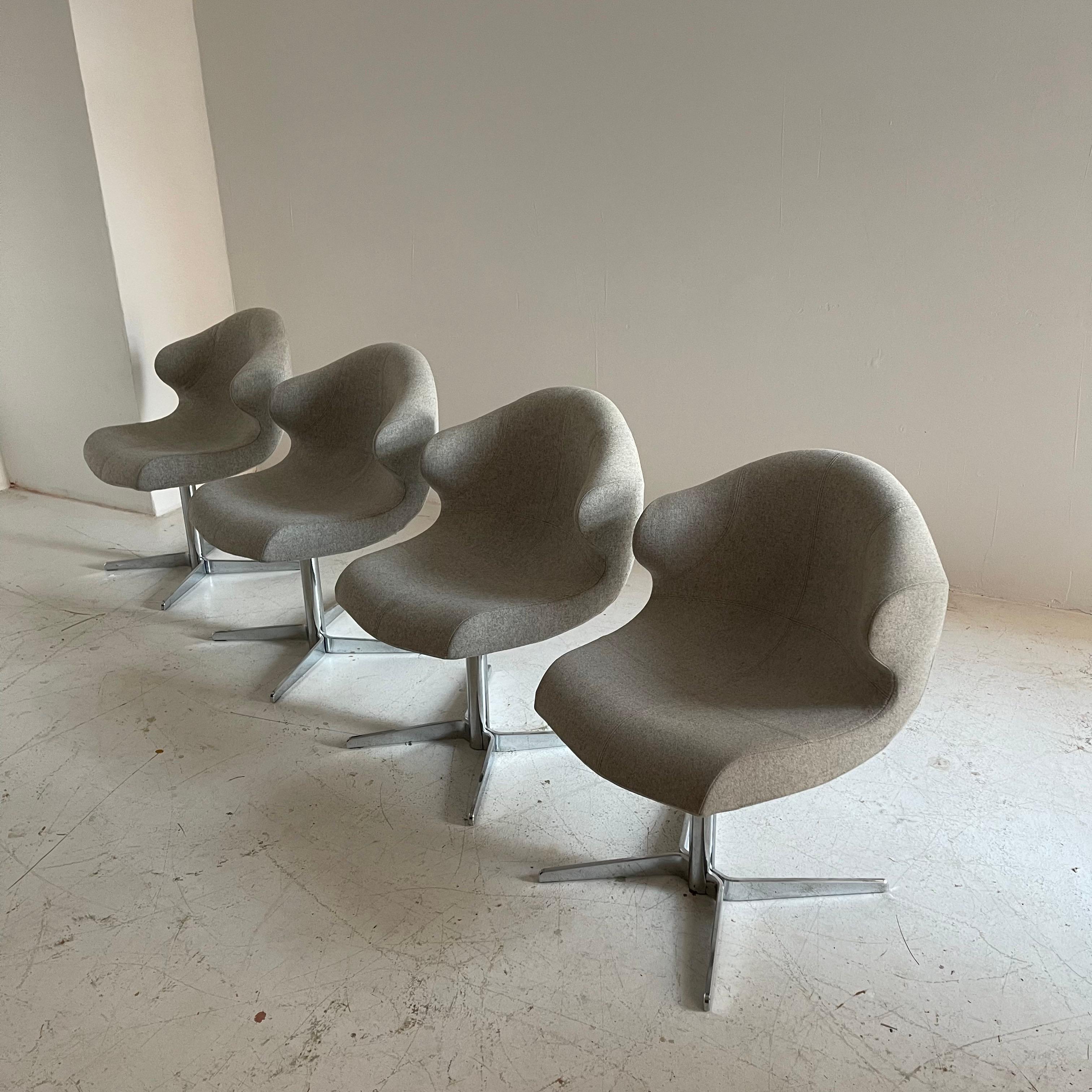 Organically Swivel Dining Chairs by Ligne Roset, Set of Four, France  In Good Condition For Sale In Vienna, AT