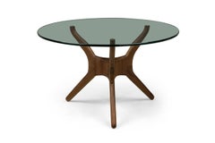 Scandinavian Modern Walnut Coffee Table with Glass Top