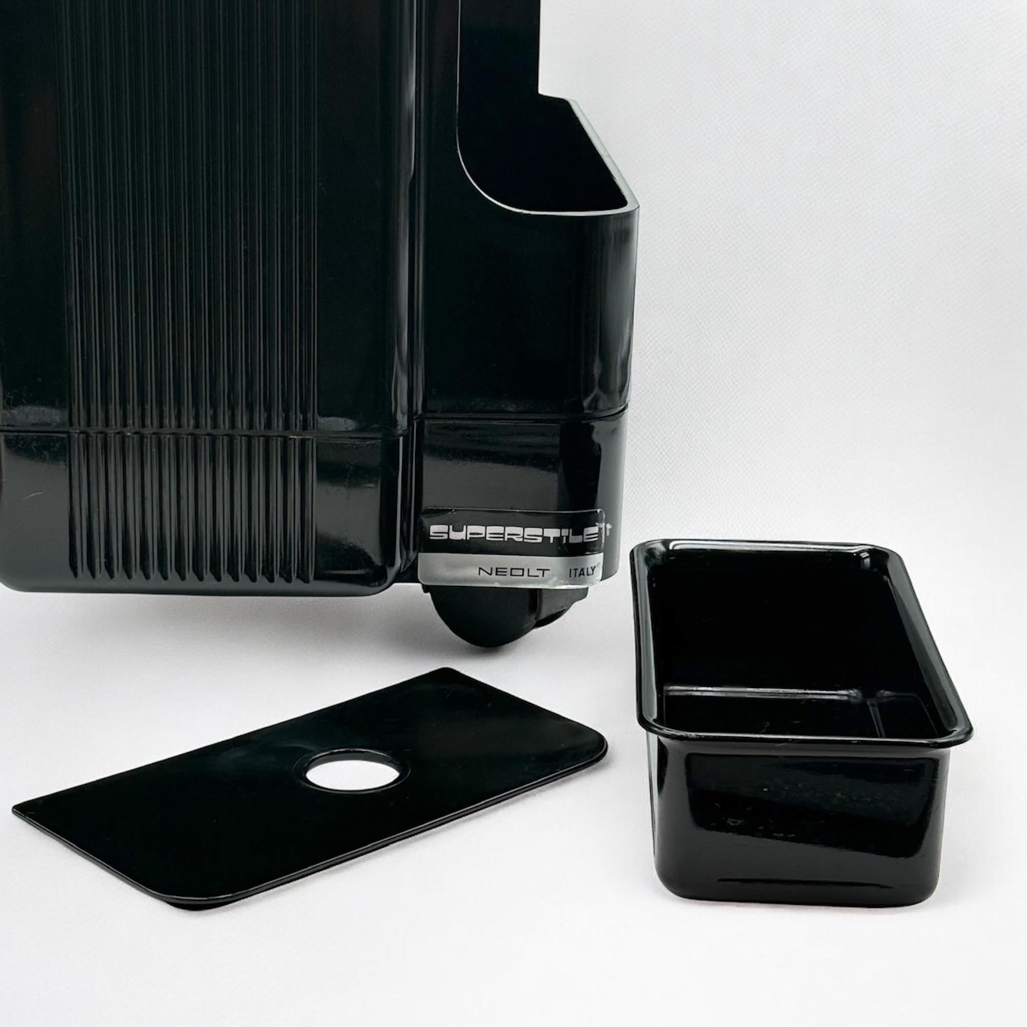 Neolt Superstile Trolley Organiser in Glossy Black - Italian 1970s Design For Sale 5
