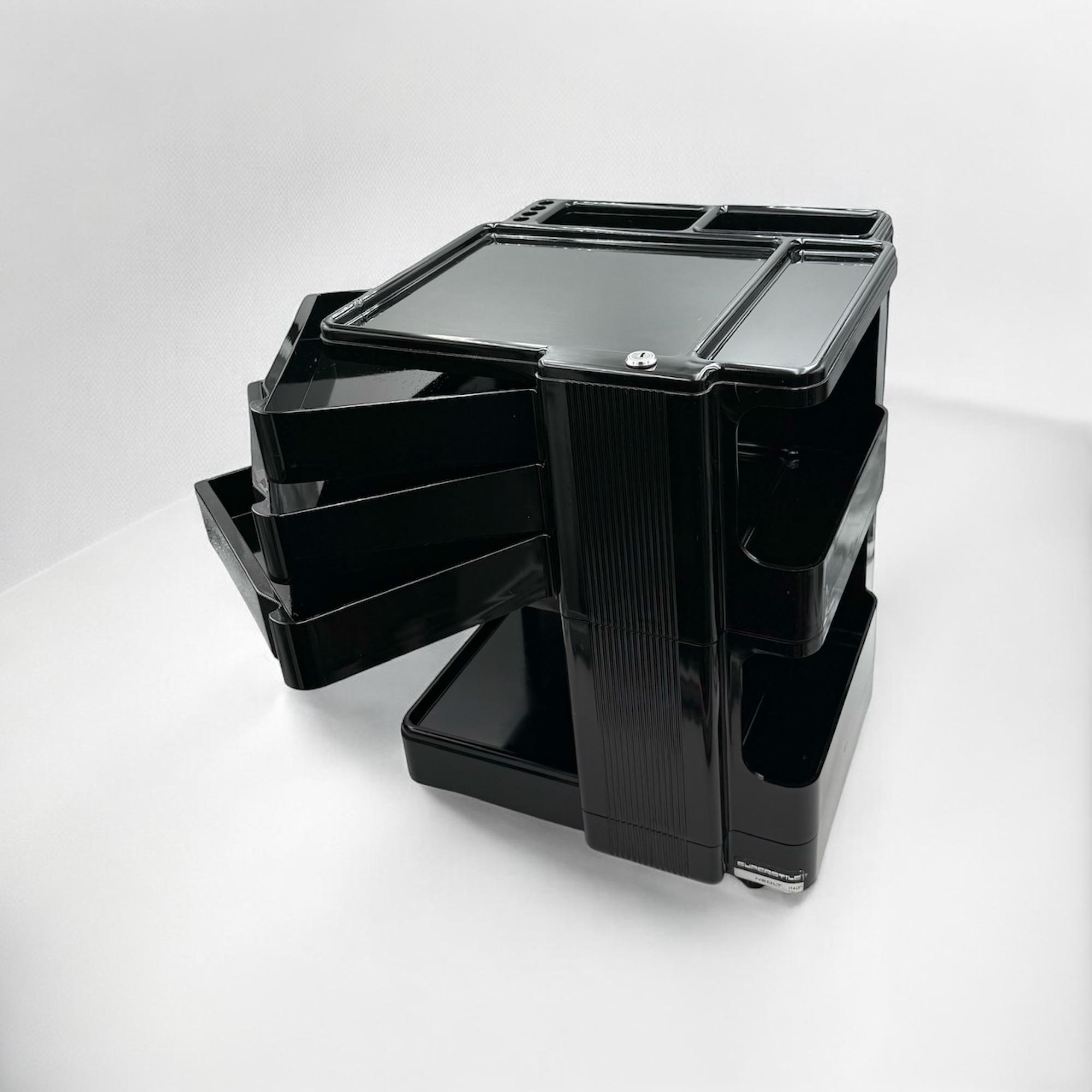 Neolt Superstile Trolley Organiser in Glossy Black - Italian 1970s Design For Sale 2