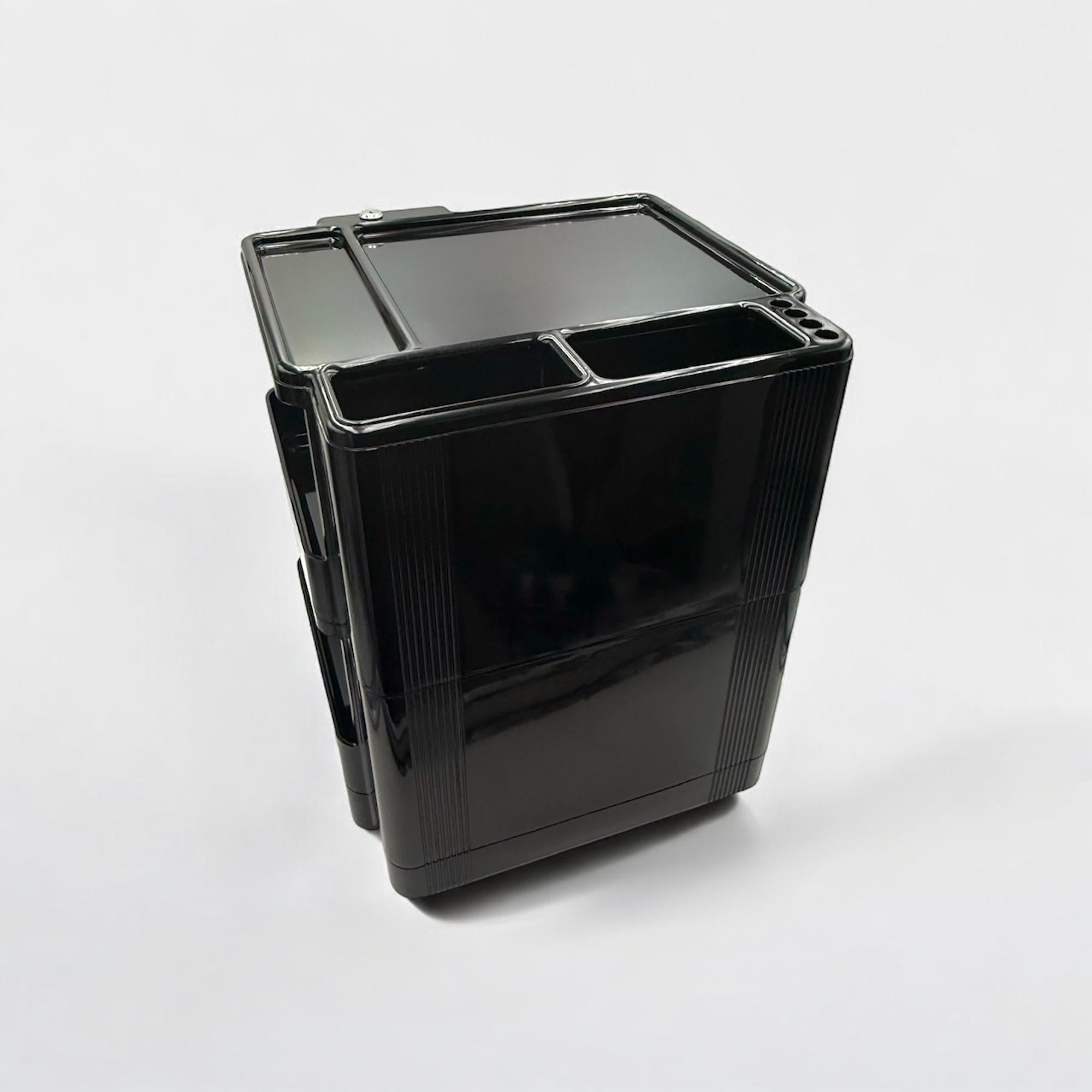 Neolt Superstile Trolley Organiser in Glossy Black - Italian 1970s Design For Sale 3