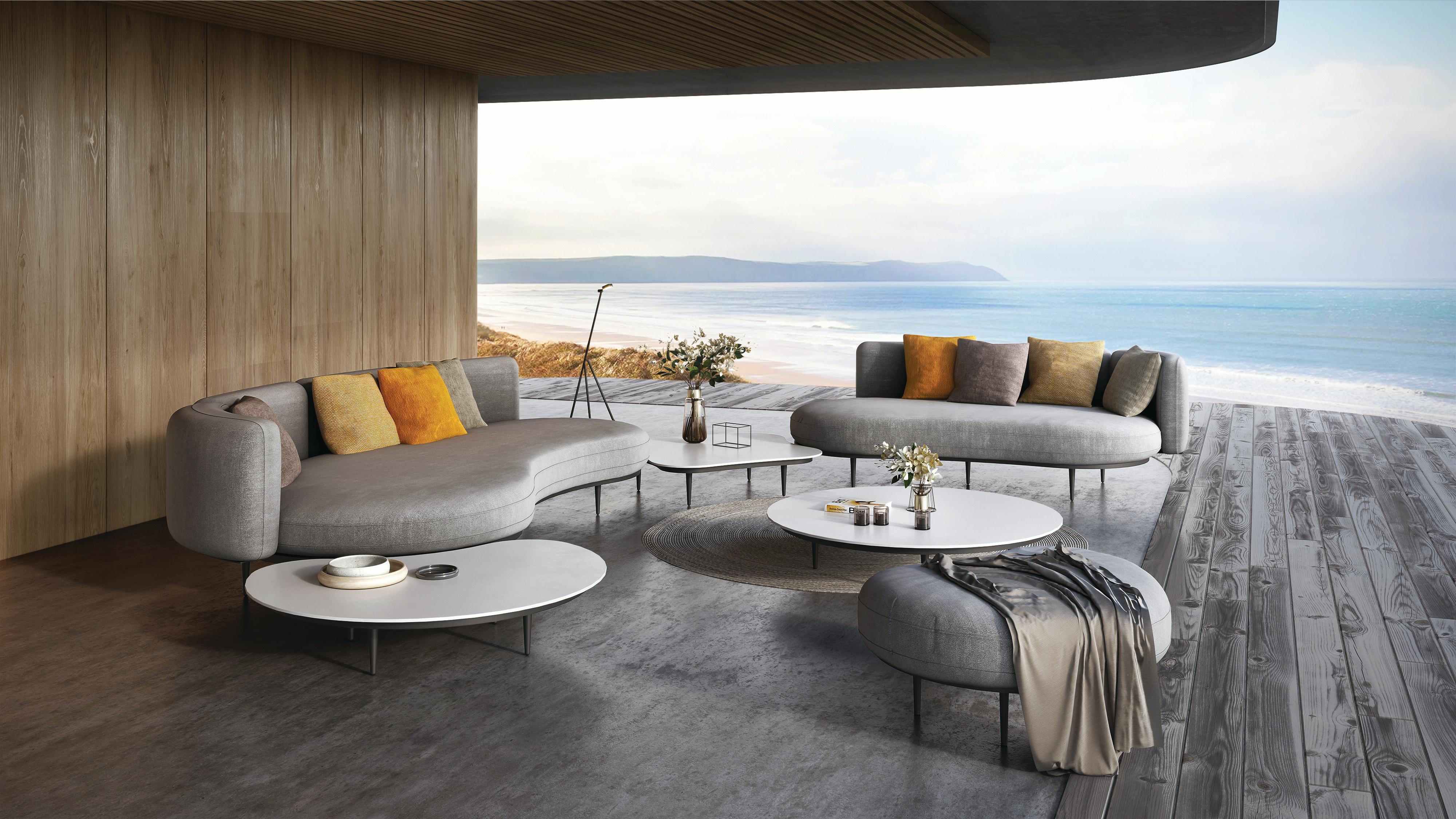 Organix outdoor louge set design by Kris Van Puyvelde.
Brand new collection to fit the Organic Outdoor Space for all seasons.
Additional Sofas, Coffee Tables, and Poufs available. 

includesNatura
(1) Organix 001 Sofa: Black Legs with Silver