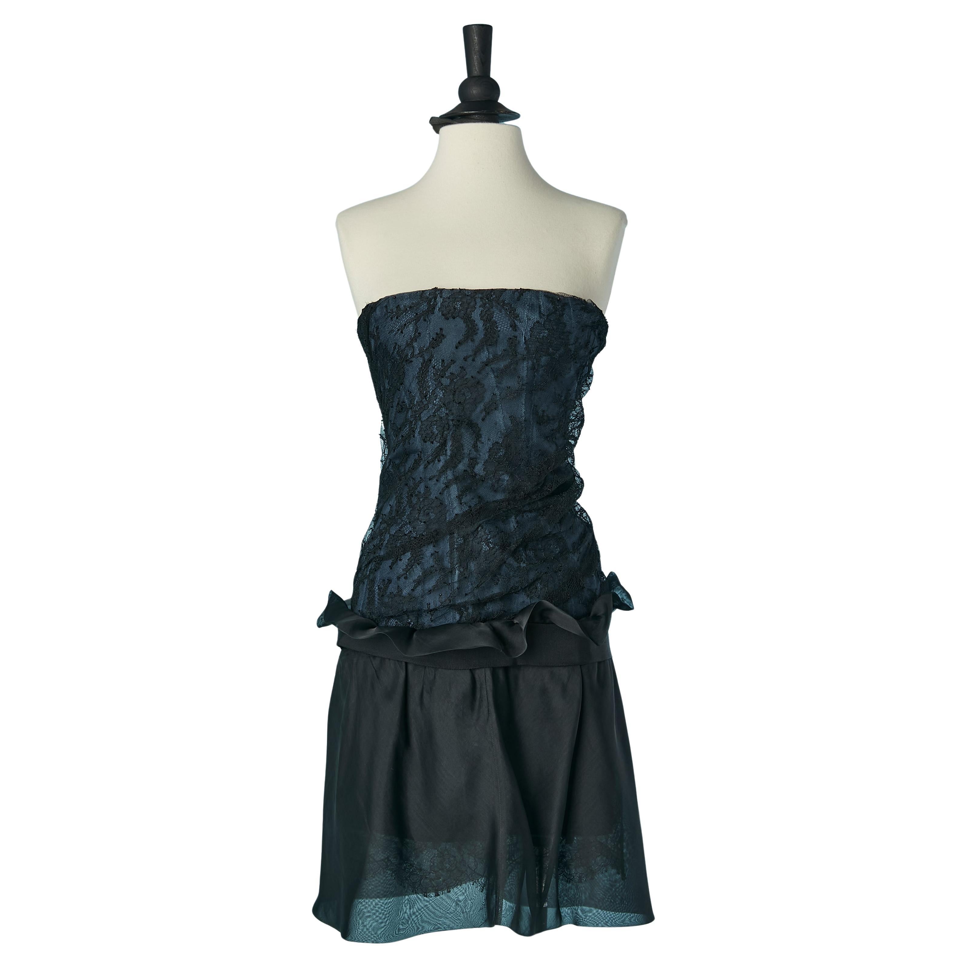Organza and lace bustier cocktail dress J Mendel For Sale