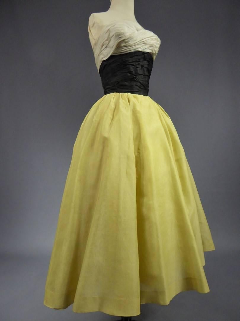 Brown A French Organza Couture Evening Dress Circa 1955