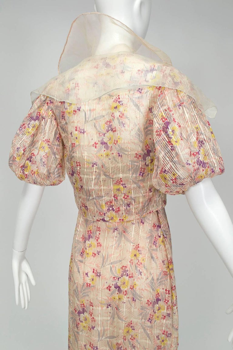 Vintage 1930s Pink Floral Rayon Tea Gown