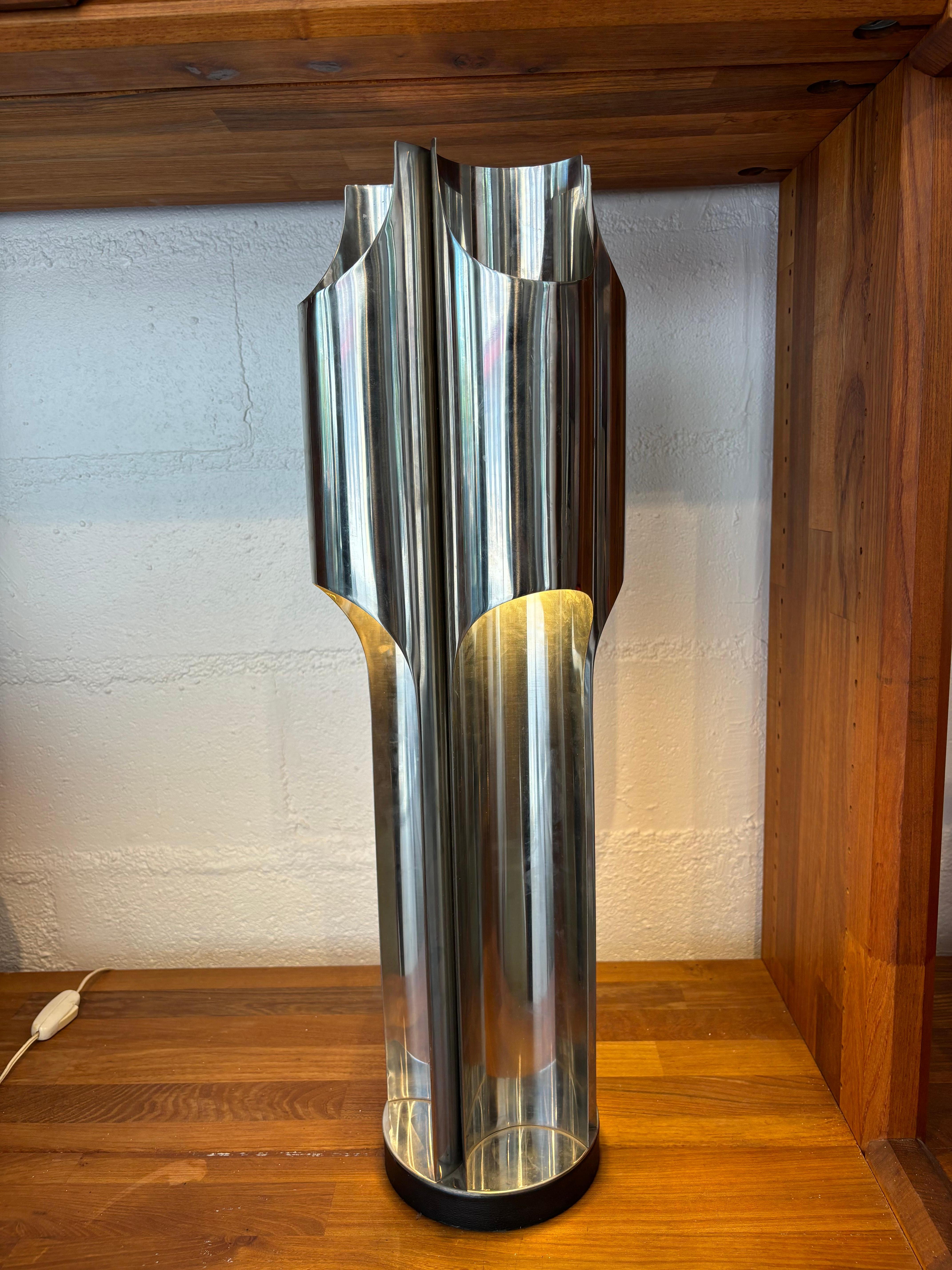 Stainless Steel Orgue lamp by maison Charles For Sale