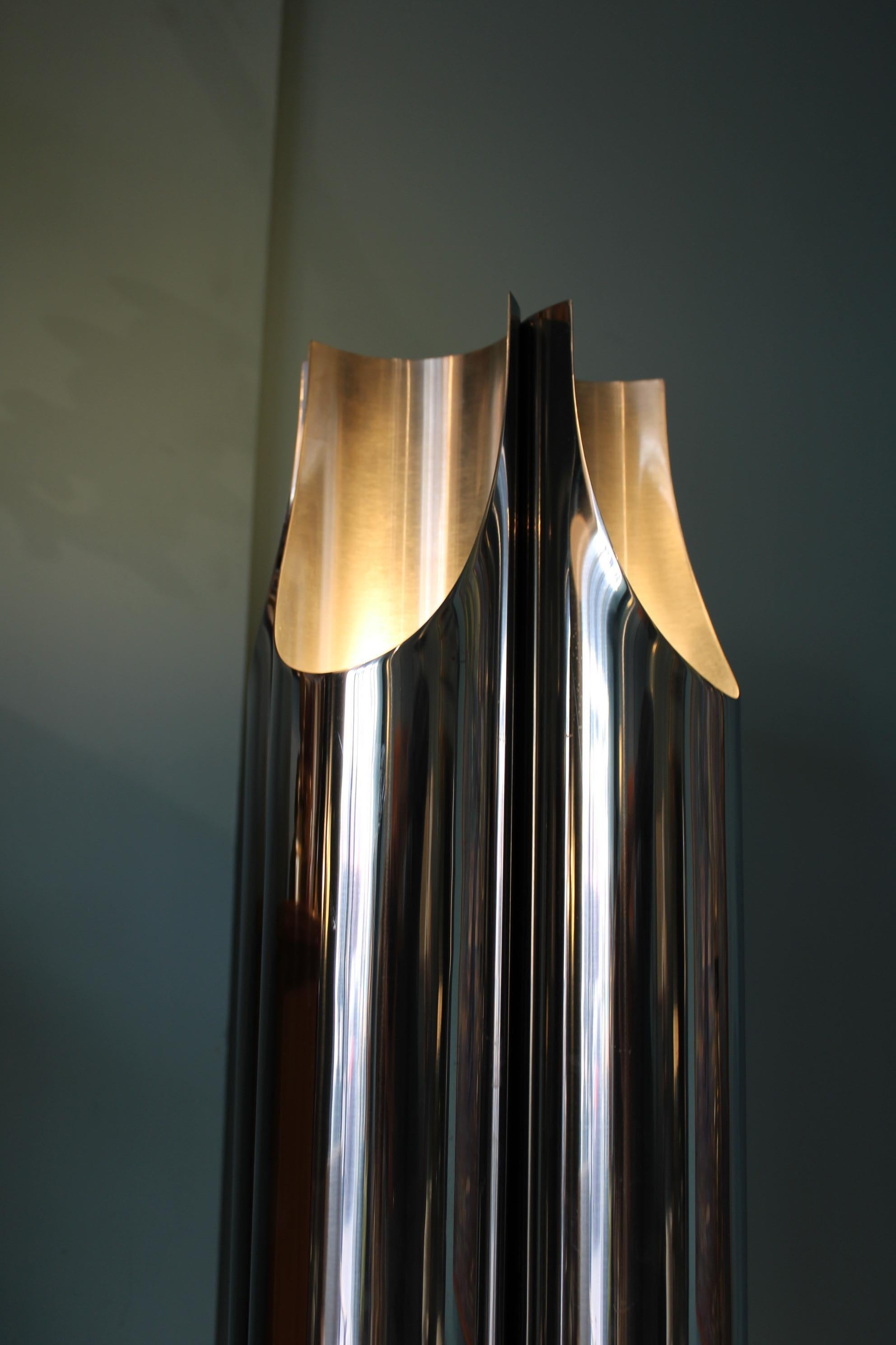 Polished “Orgue” lamp by Maison Charles, France, circa 1970