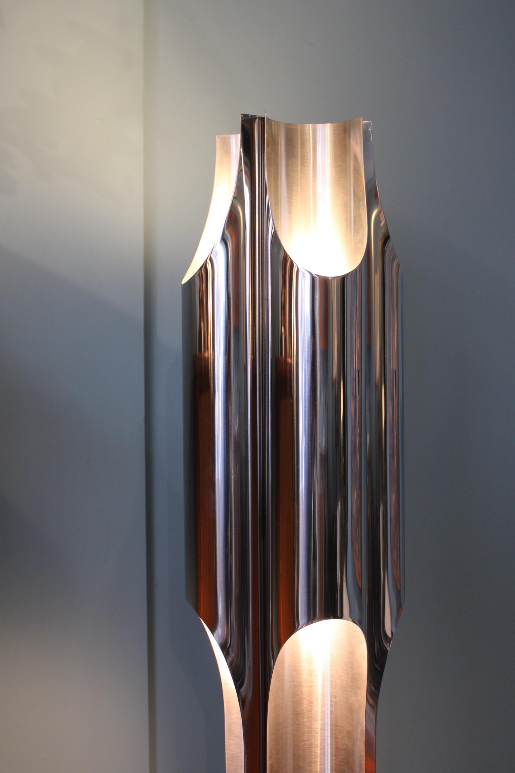Steel “Orgue” lamp by Maison Charles, France, circa 1970