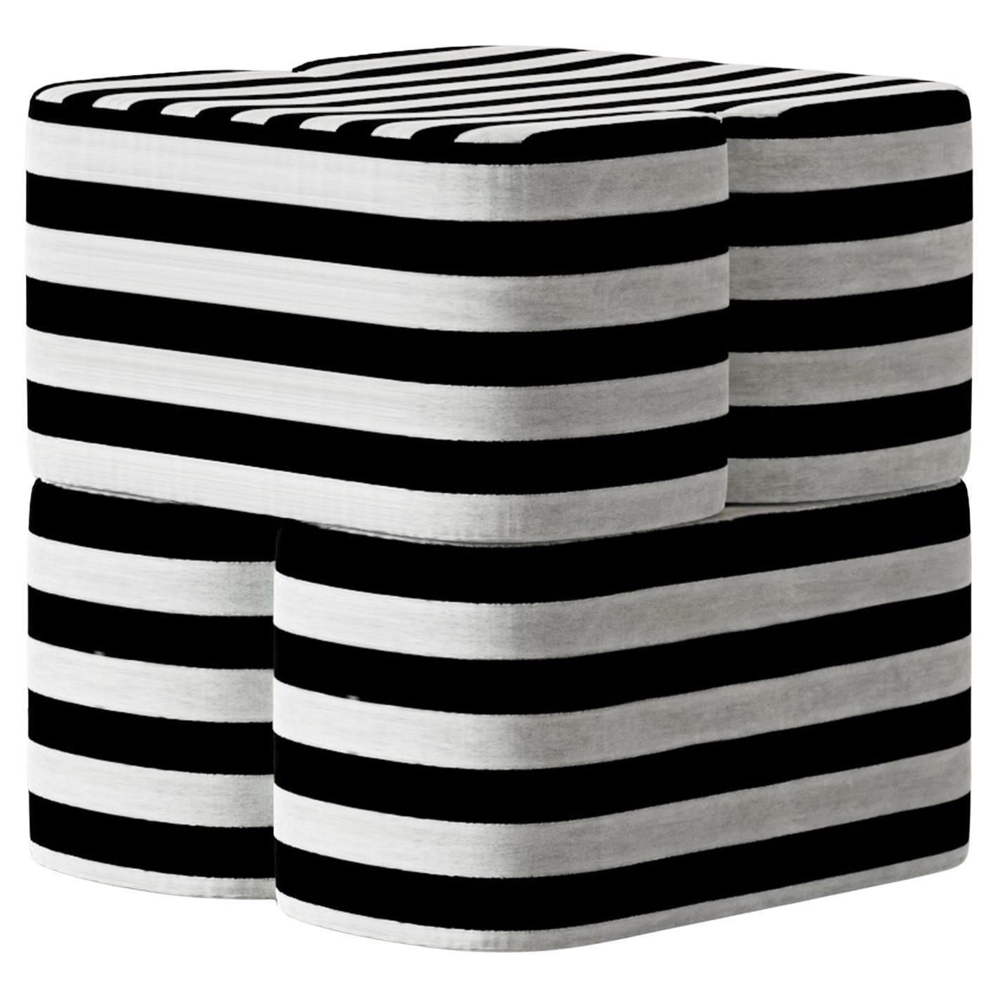 ORI Pouf Black&White Striped by Hermhaus