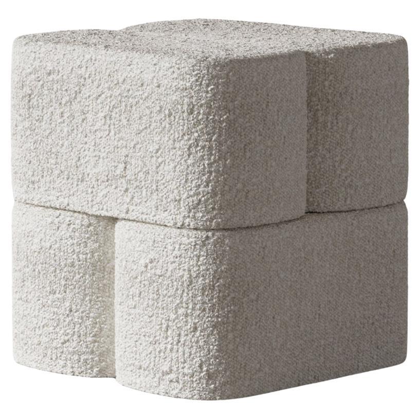 ORI Pouf White Boucle by Hermhaus For Sale