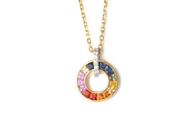 Collana a cerchio Oria con zaffiri e diamanti multipli in oro