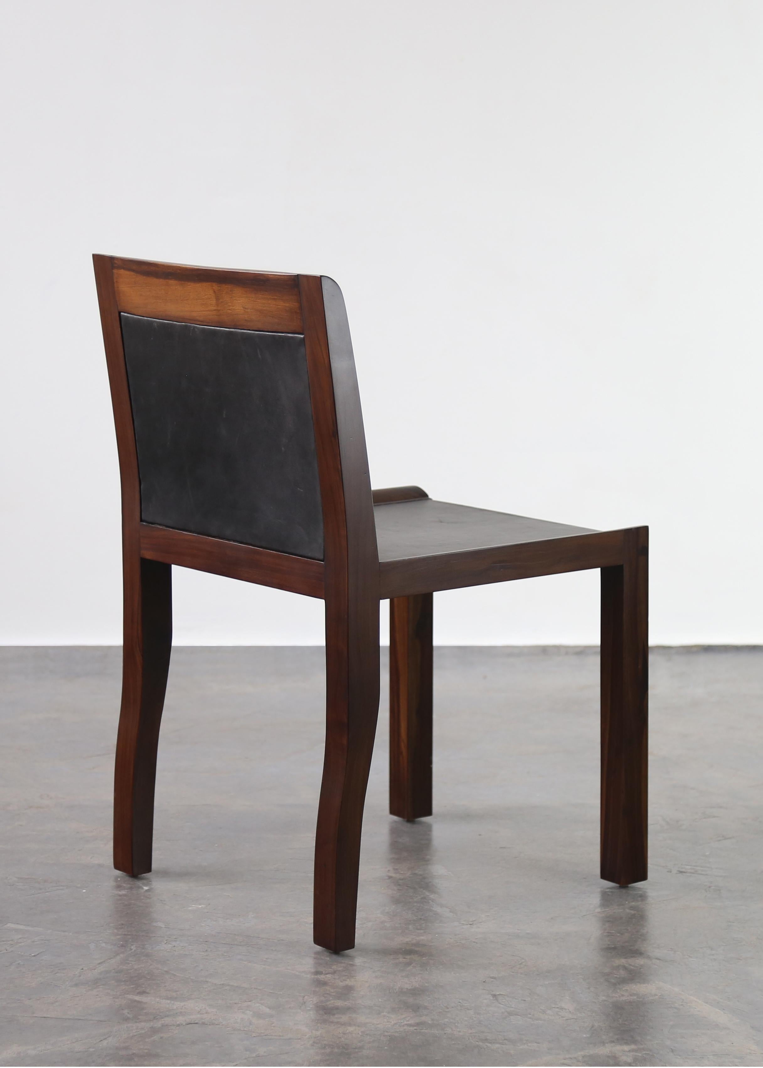 Modern Exotic Wood & Wrapped Leather Chair from Costantini, Orianna (In Stock) For Sale