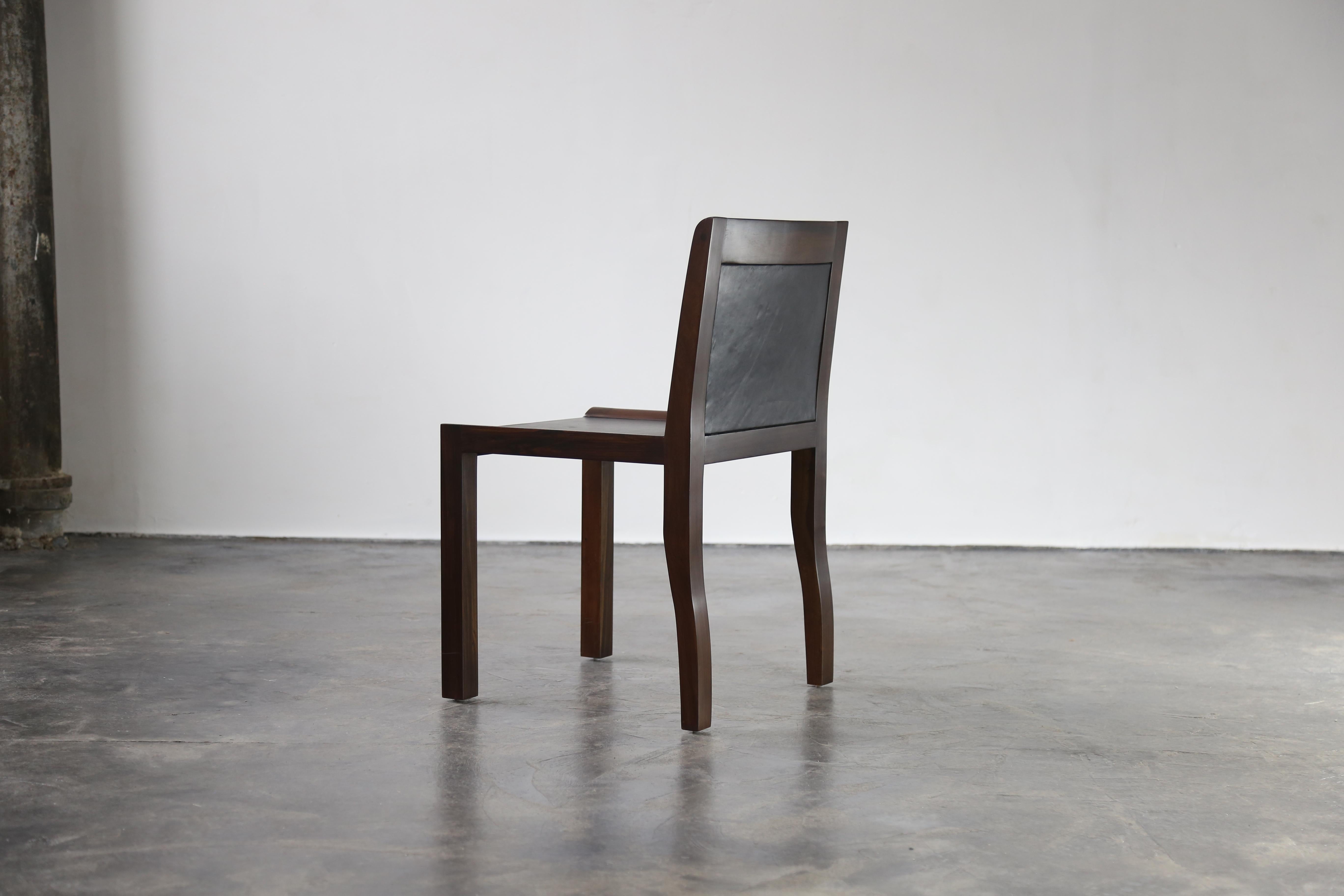 Modern Orianna Chair in Argentine Rosewood and Wrapped Leather from Costantini