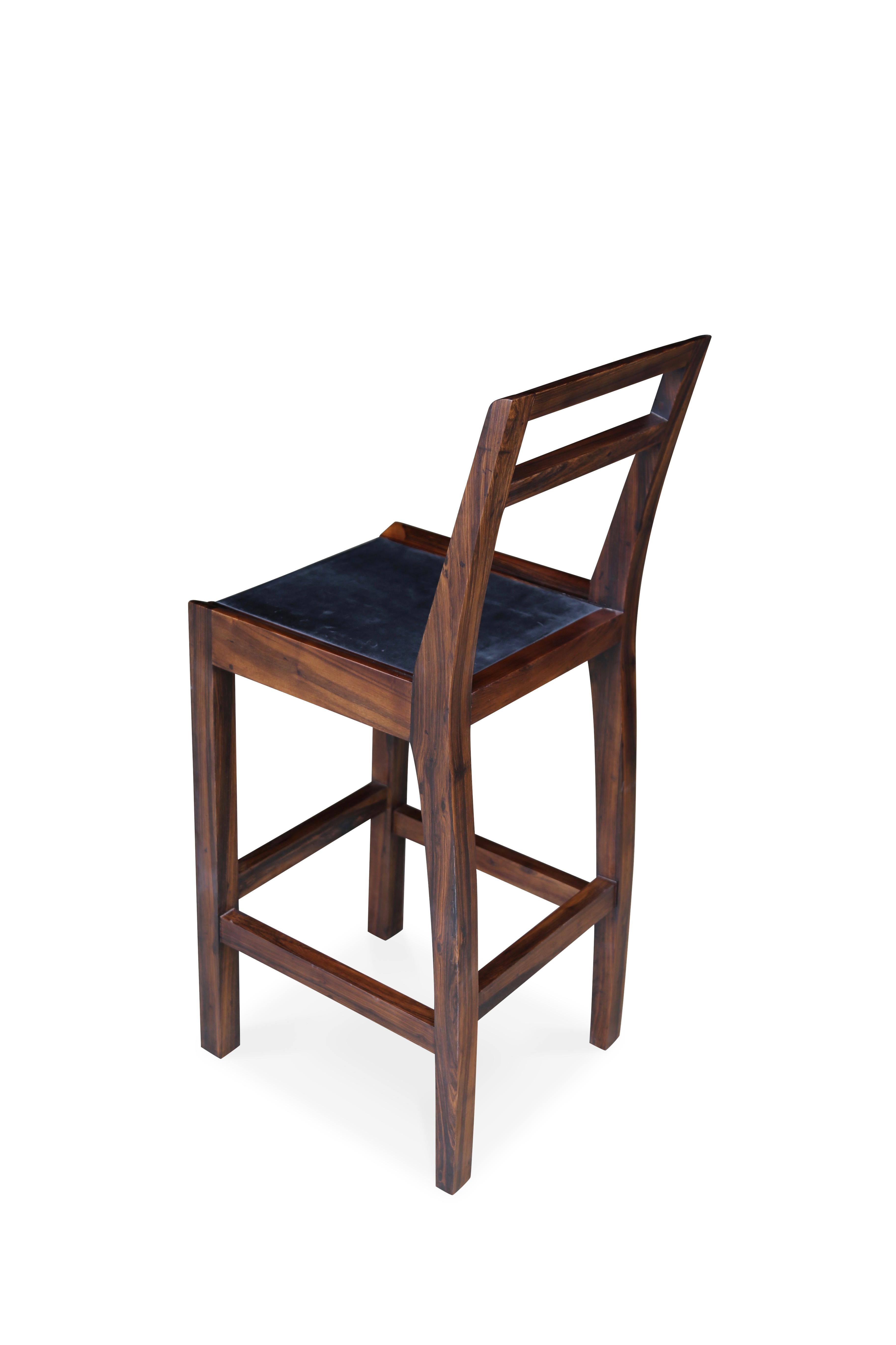 Orianna Stool in Argentine Rosewood and Wrapped Leather from Costantini 4