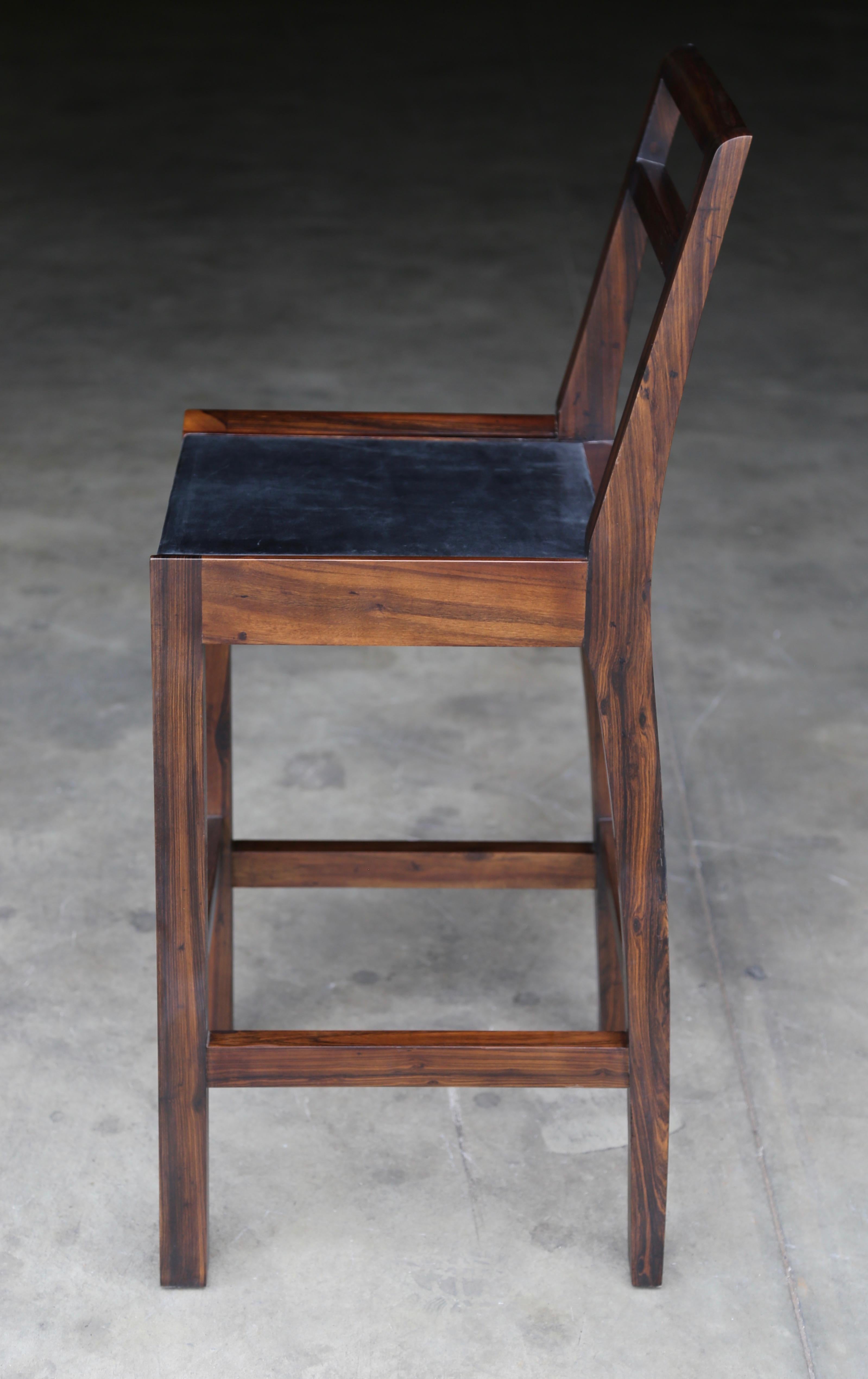 Orianna Stool in Argentine Rosewood and Wrapped Leather from Costantini 1