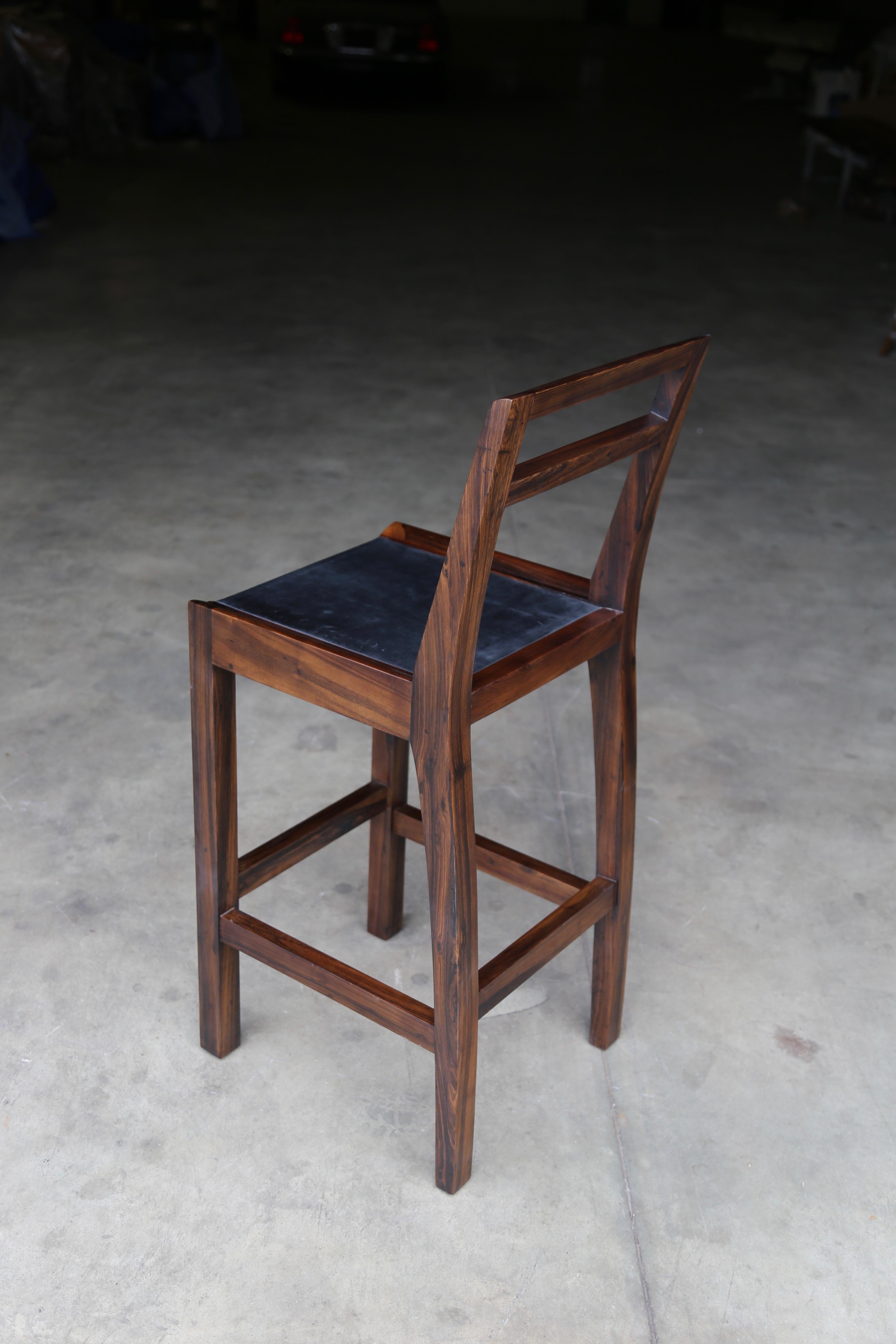 Orianna Stool in Argentine Rosewood and Wrapped Leather from Costantini 3