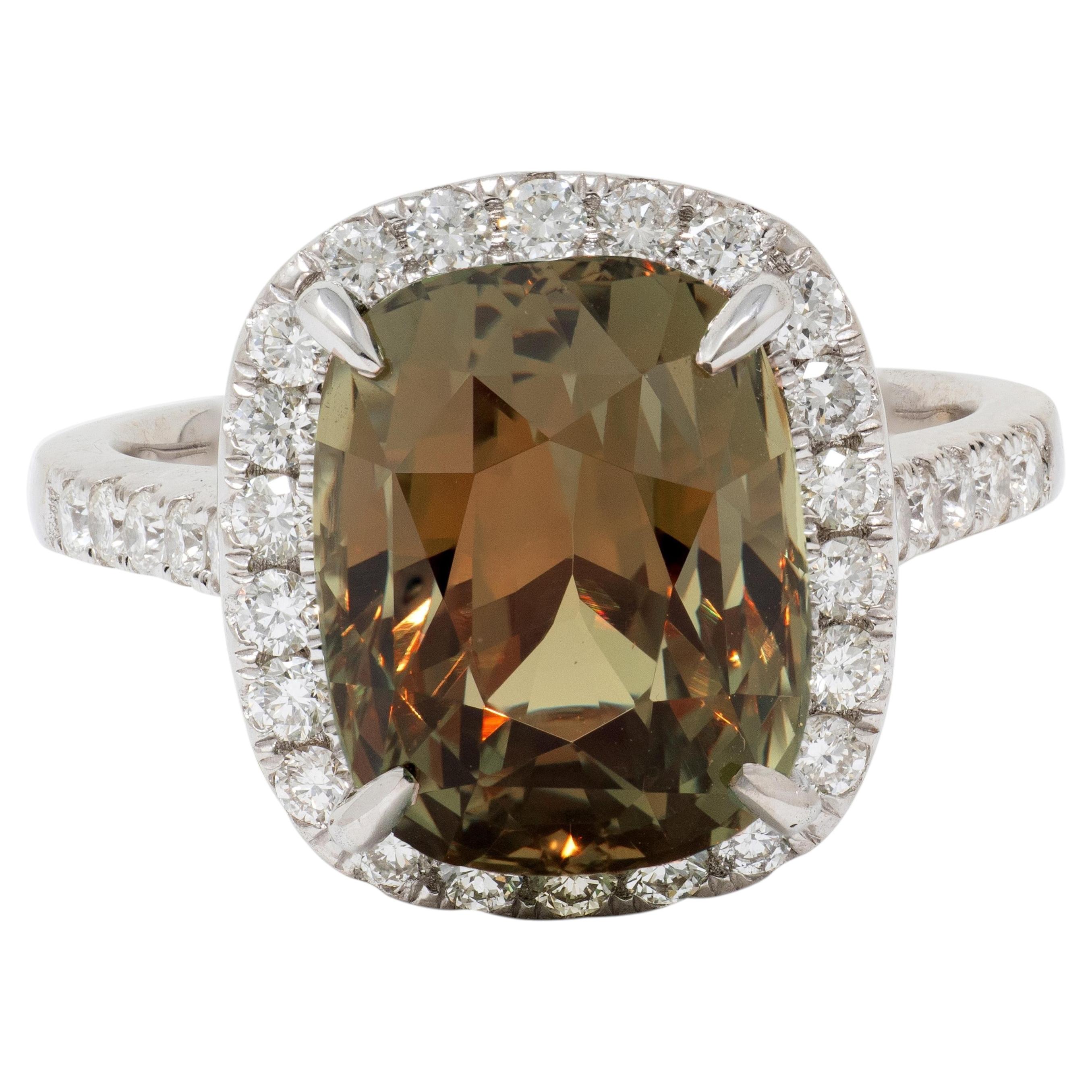 Orianne 2000's 8.24 CTW Madagascar Alexandrite Diamond 18K Gold Ring GIA For Sale