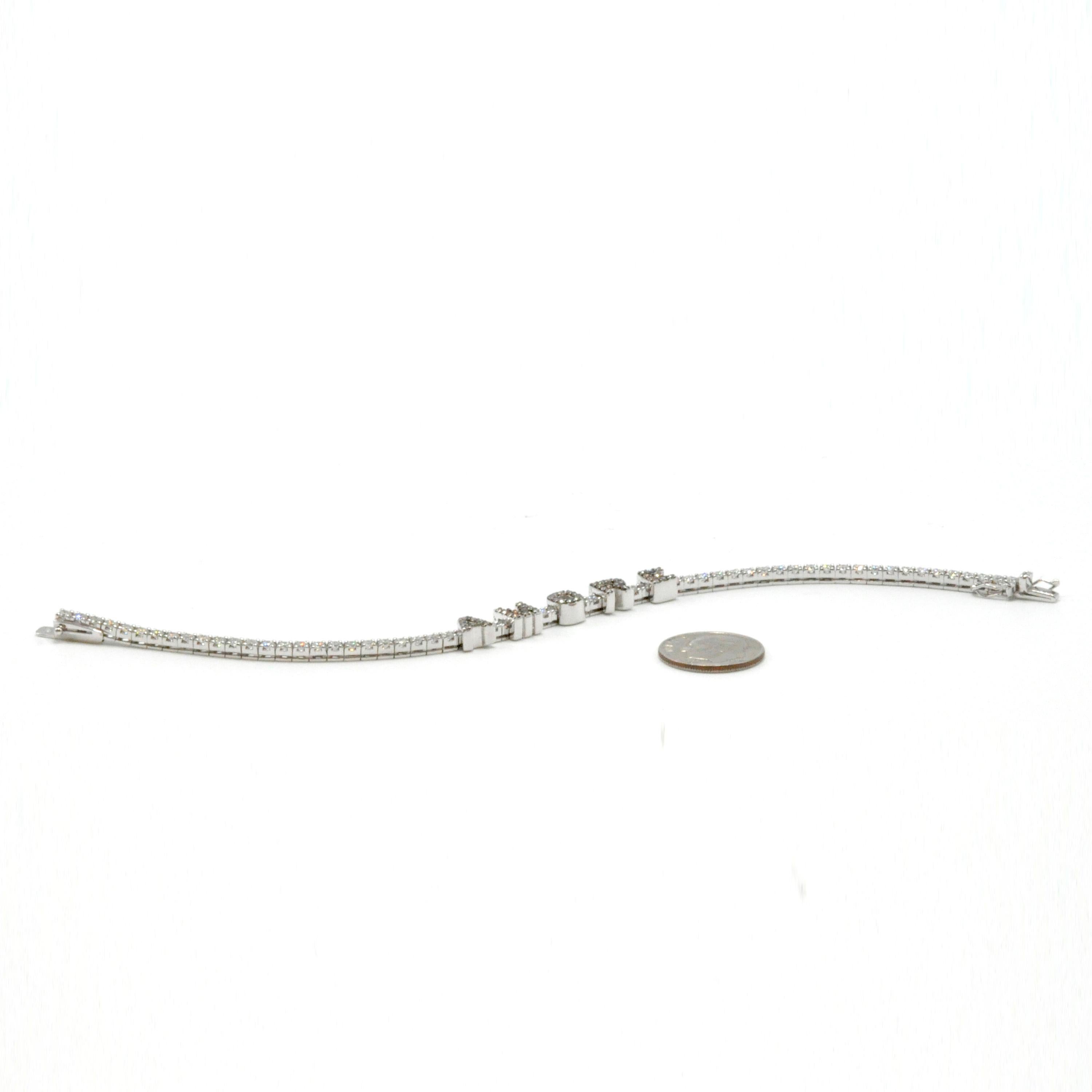 Round Cut Orianne Collins Amore White Gold Chocolate and White Diamond Tennis Bracelet