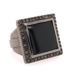 Orianne Collins Black Onyx Black Diamond Black Gold Gents Ring