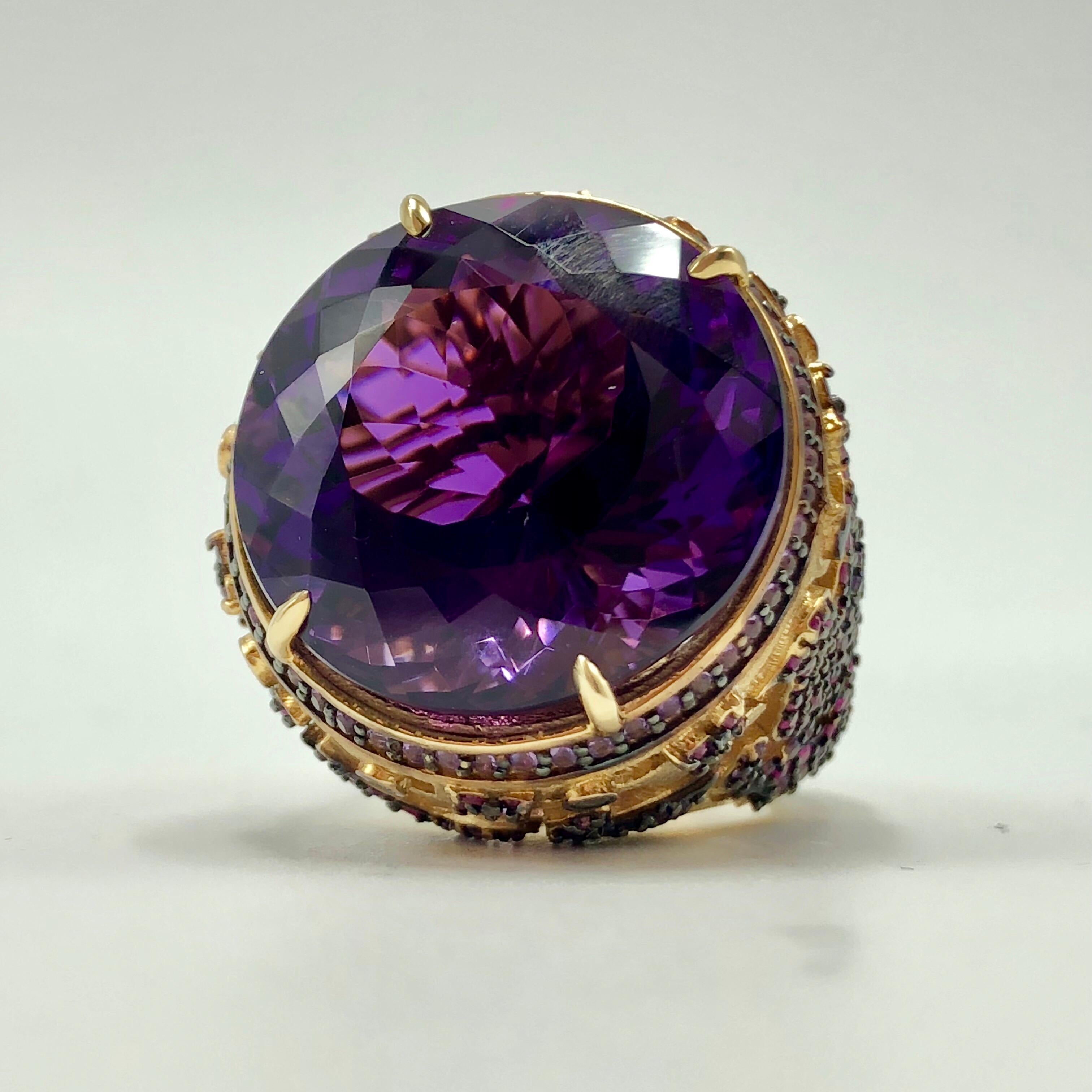 Women's Orianne Collins Violet Amethyst Ruby and Blue Topaz Plum Gold Ring