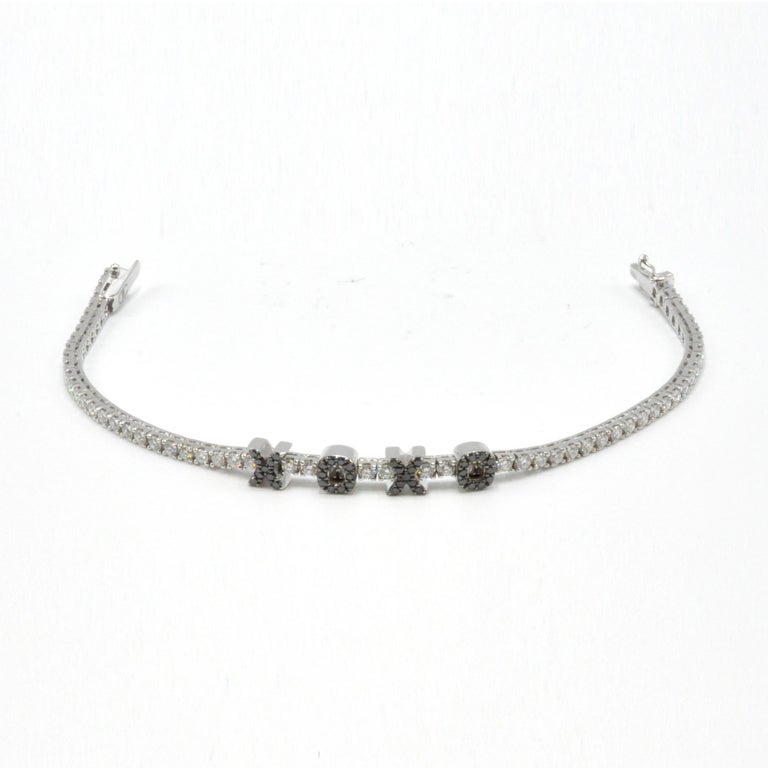 Orianne Collins XOXO White Gold Diamond Tennis Bracelet at 1stDibs