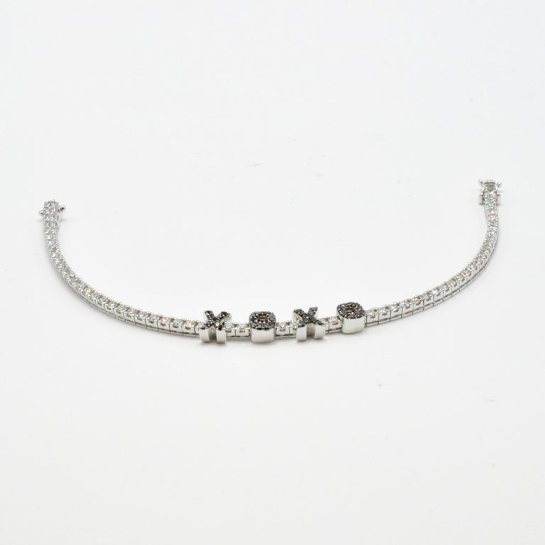 Orianne Collins XOXO White Gold Diamond Tennis Bracelet at 1stDibs