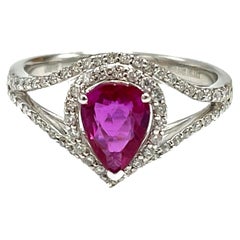 Orianne GIA Certified No-Heat Ruby Pear-Shaped Ring