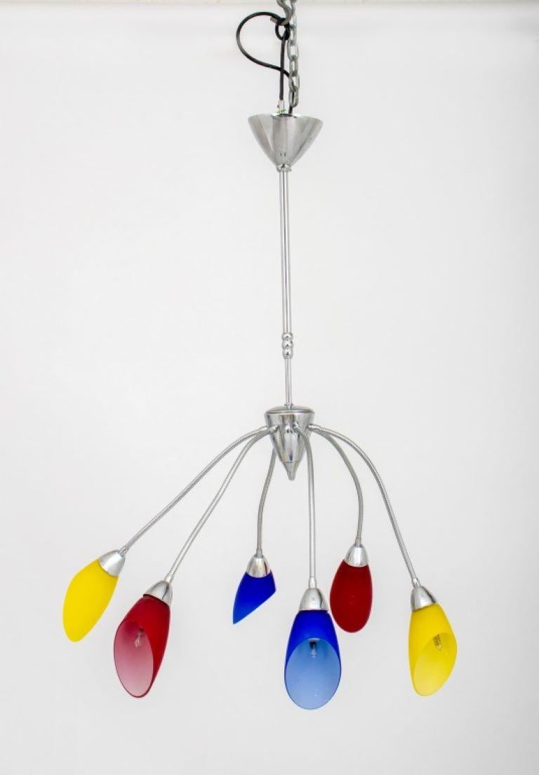 Oriano Favaretto Murano Poli Po 6 Light Chandelier In Good Condition For Sale In New York, NY