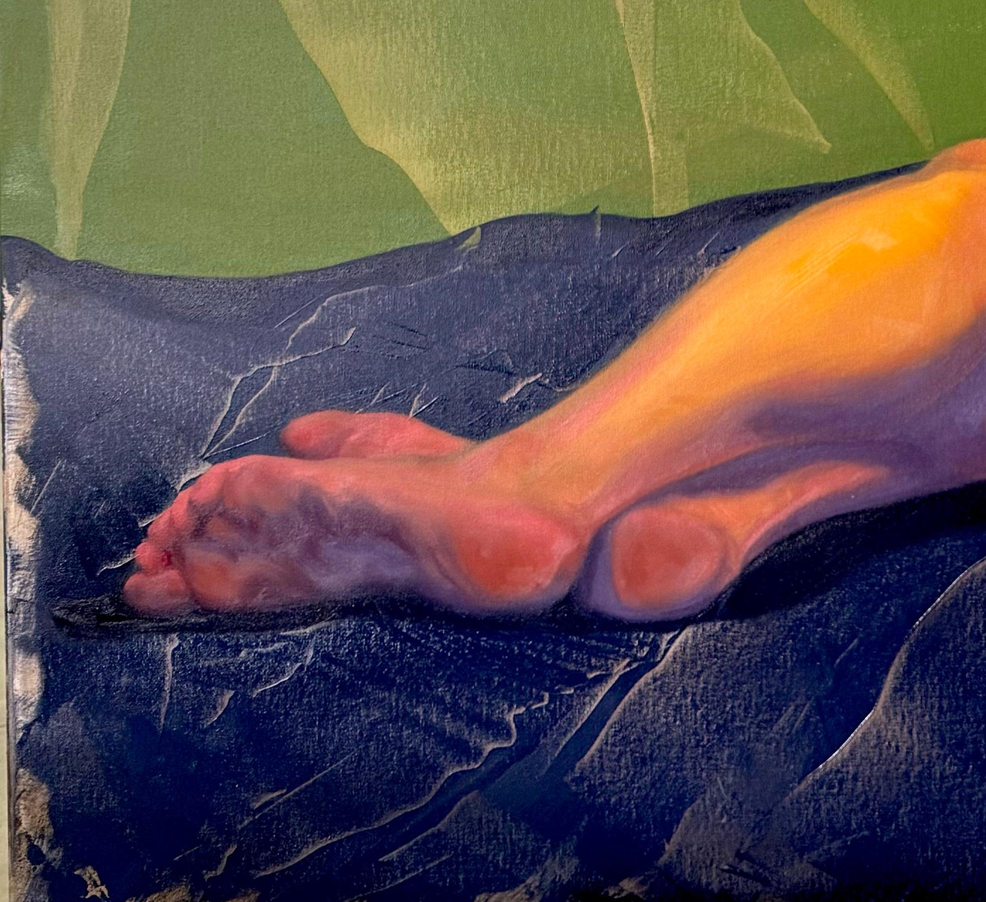 Tarde de ensueño - pintura de desnudo masculino de Orielle Anais en venta 10