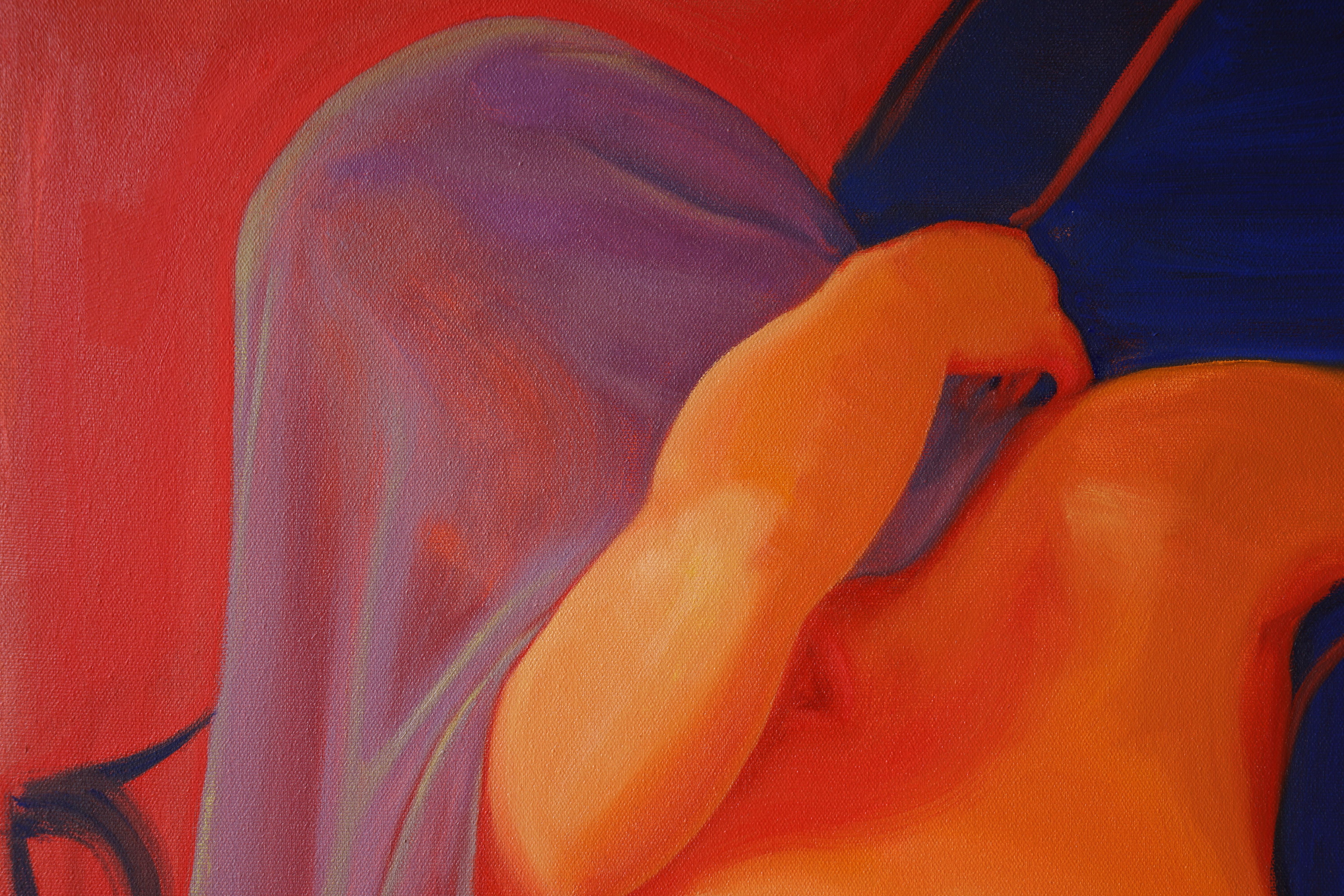 24 x 24” Oil on Canvas – Contemporary Figurative Nude Oil Painting. 

This original contemporary oil painting showcases the timeless beauty of the nude figure through bold modern color and expressive form. 

The composition features a reclining