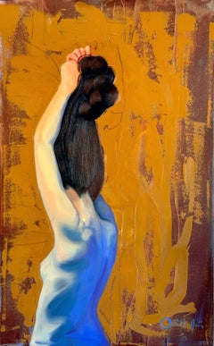 Between Worlds - female nude painting by Orielle Anais