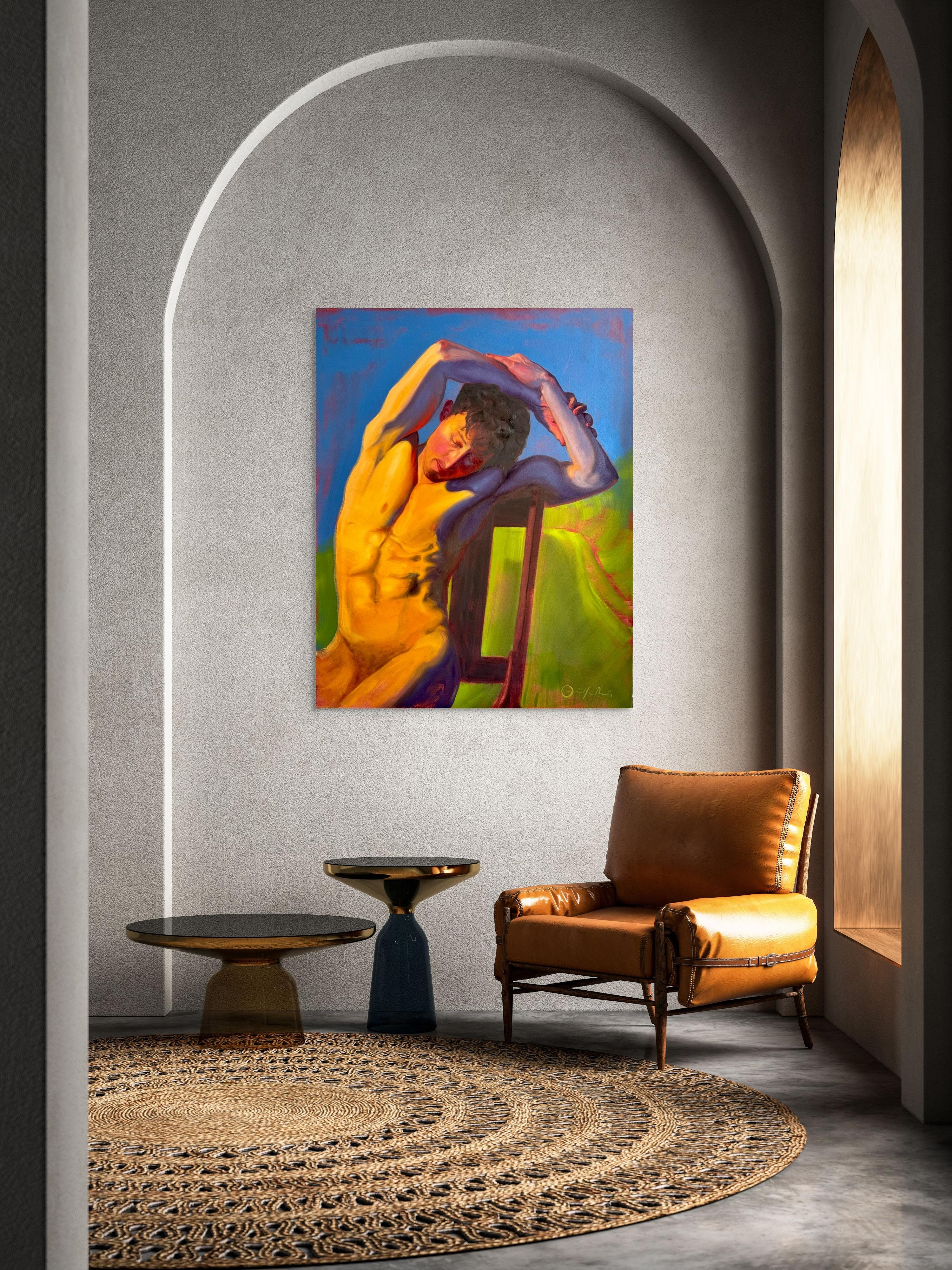 Eternal Summer - male nude painting by Orielle Anais For Sale 1