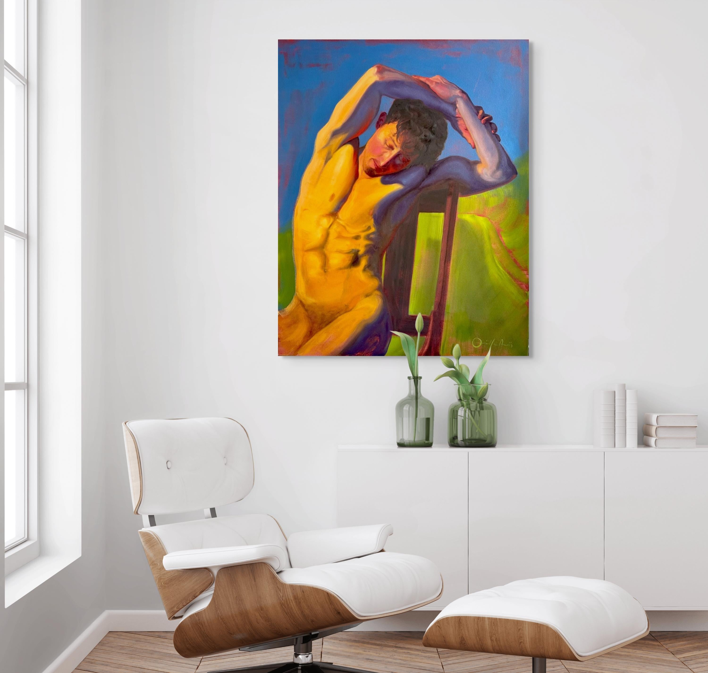 Eternal Summer - male nude painting by Orielle Anais For Sale 2