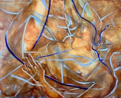 Peinture à l'huile "Descend" par Orielle - Nus féminins Art