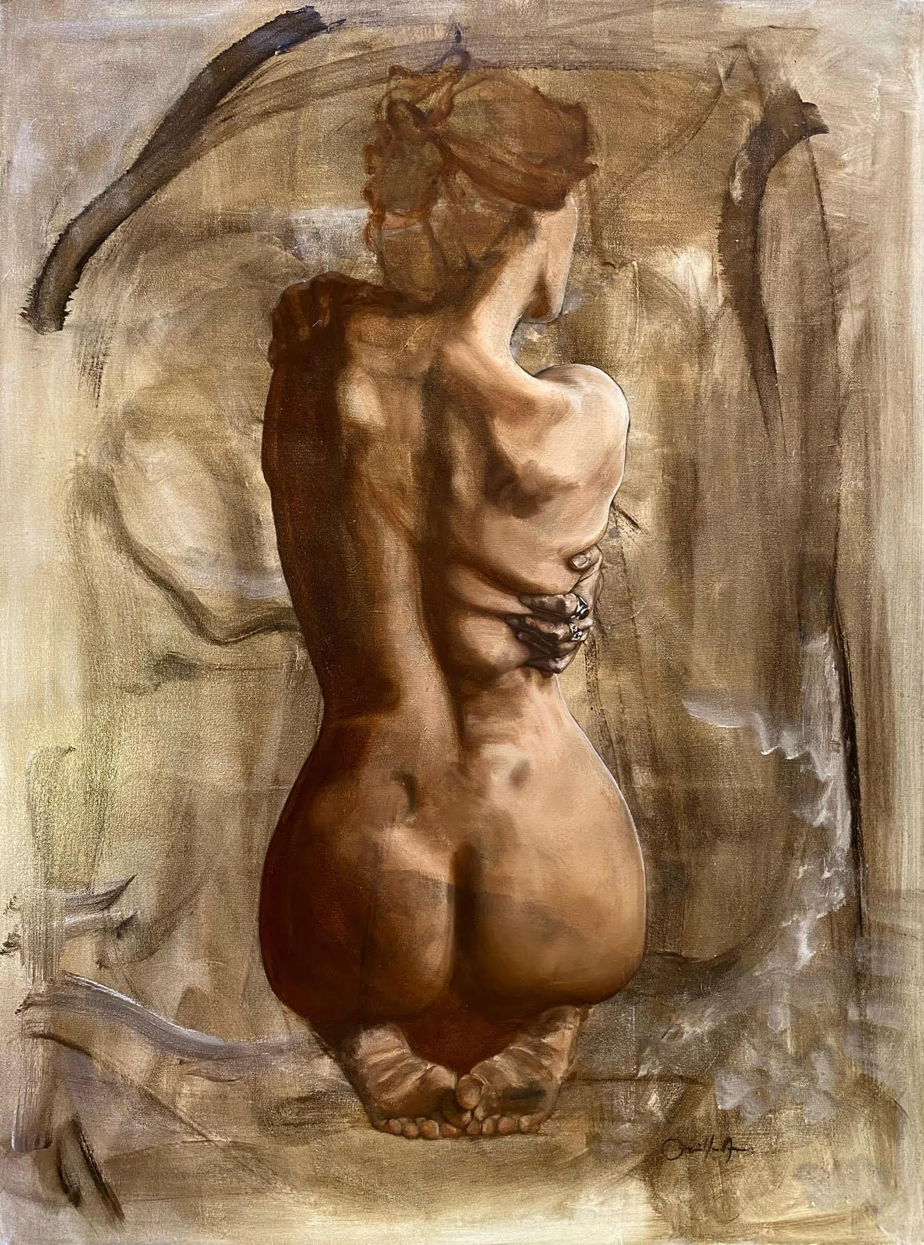 Orielle Caldwell Nude Painting – „Tensegrity“ Ölgemälde von Orielle – Kunst der weiblichen Akte