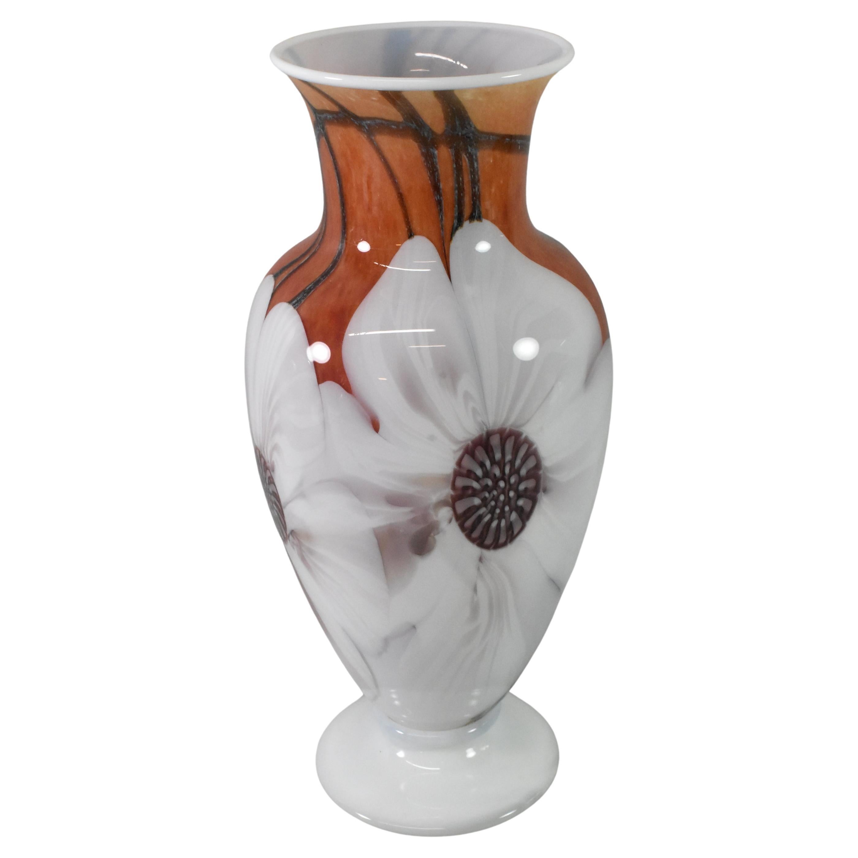 Orient & Flume Floral Umber Art Glass Vase Dave Small House For Sale