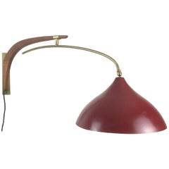 Orientable Danish Teak and Brass Wall Light by Svend Aage Holm Sorensen, 1950s