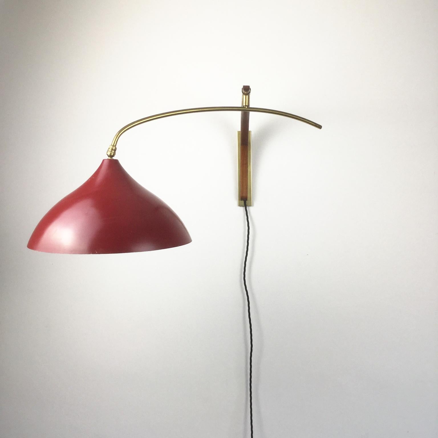Orientable Danish Teak and Brass Wall Light by Svend Aage Holm Sorensen, 1950s 4