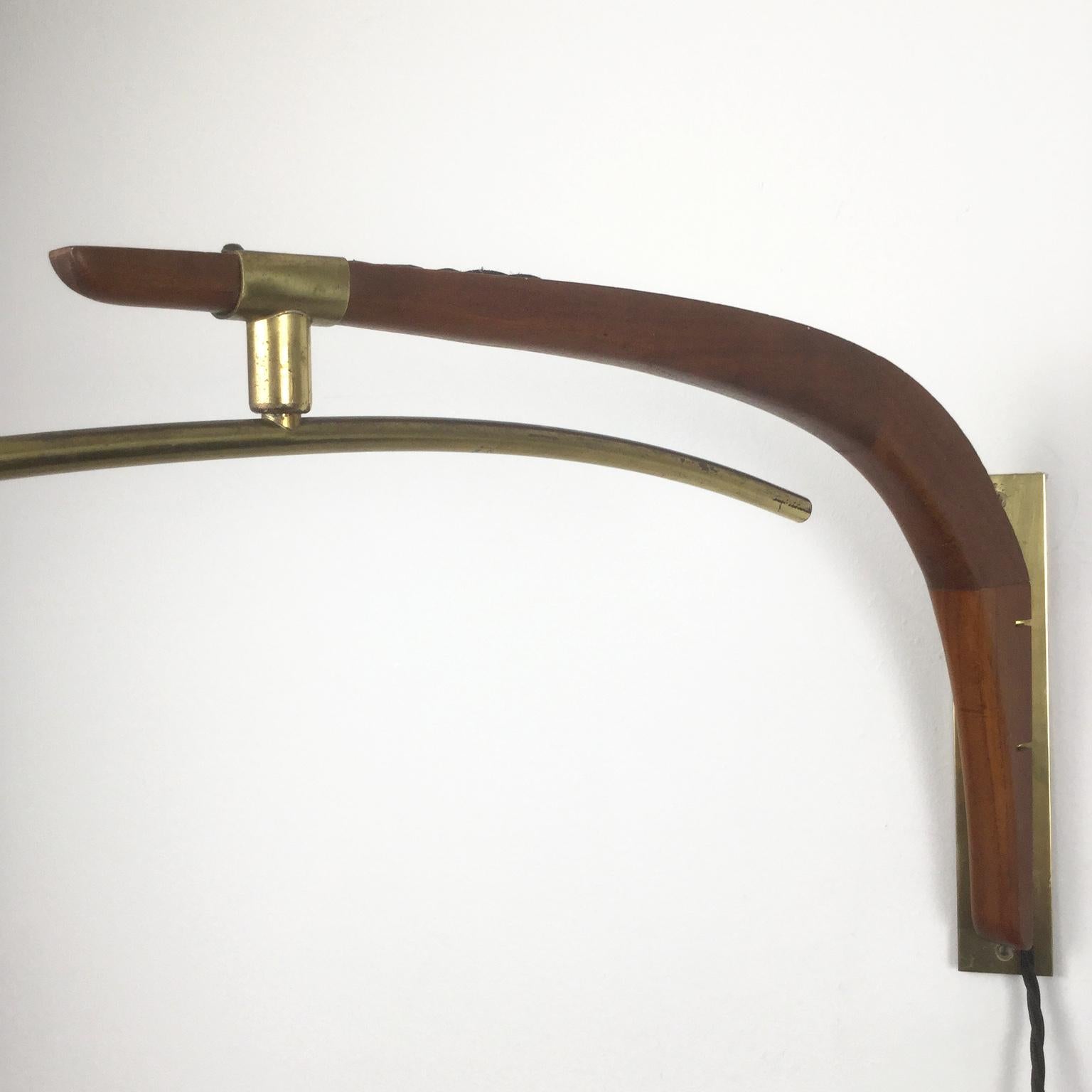 Orientable Danish Teak and Brass Wall Light by Svend Aage Holm Sorensen, 1950s 1