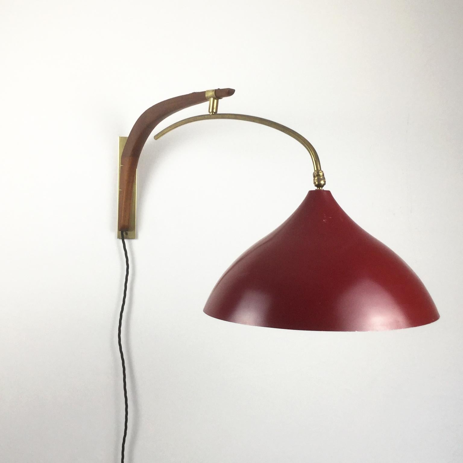 Orientable Danish Teak and Brass Wall Light by Svend Aage Holm Sorensen, 1950s 2