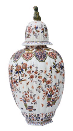 Antique Dutch Delft 19th Century Vase or Jar with Lid